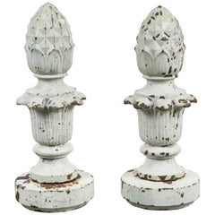 Early 20th Century Cast Iron Architectural Pineapple Finials, Pair