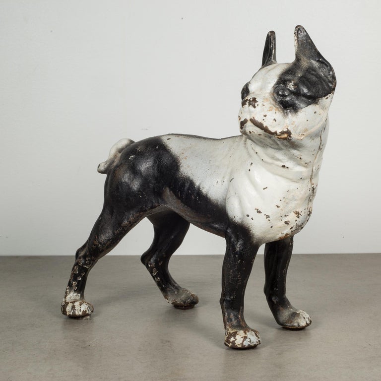 Early 20th Century Cast Iron Boston Terrier Doorstop by Hubley, circa