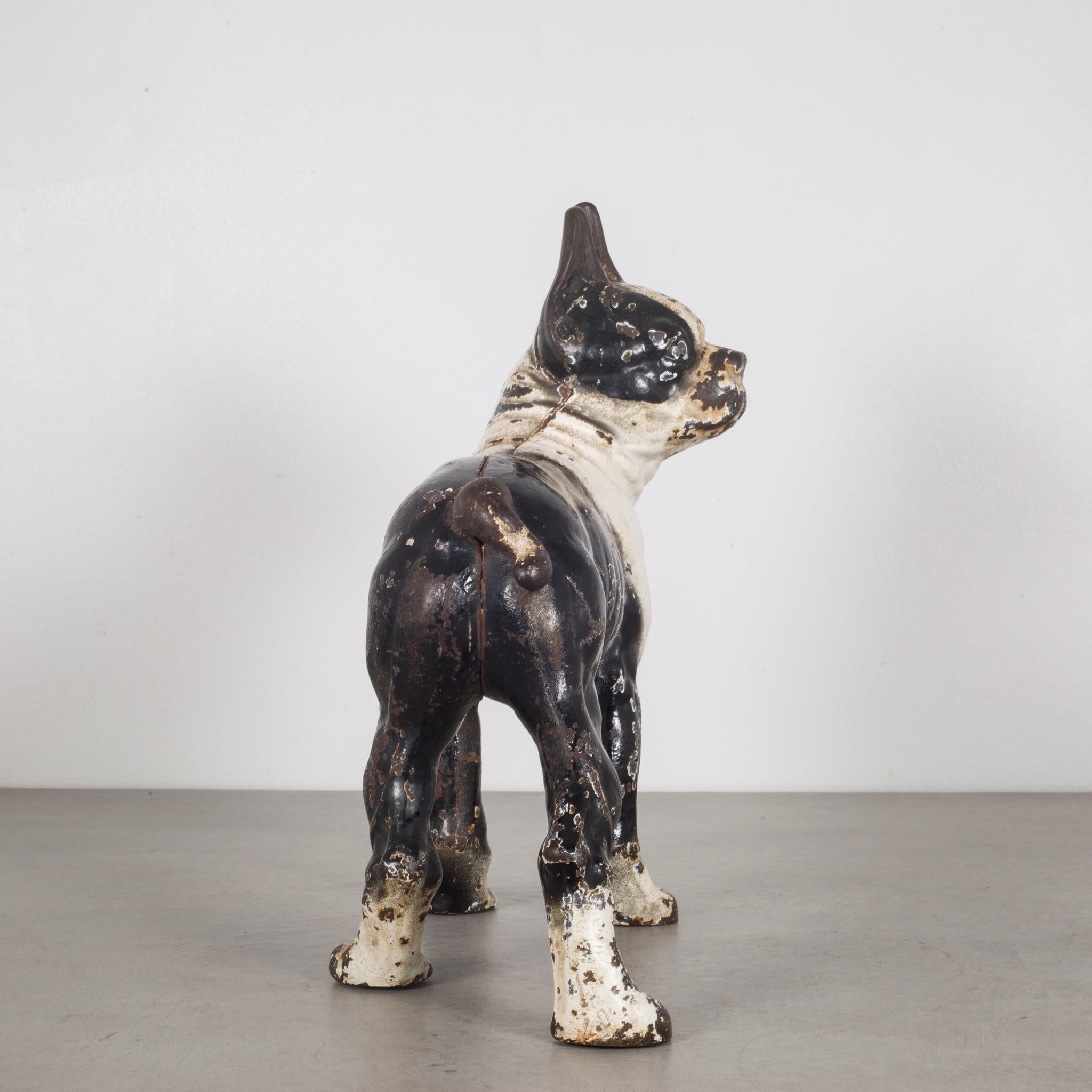 Industrial Early 20th Century Cast Iron Boston Terrier Doorstop by Hubley, circa 1910-1930s