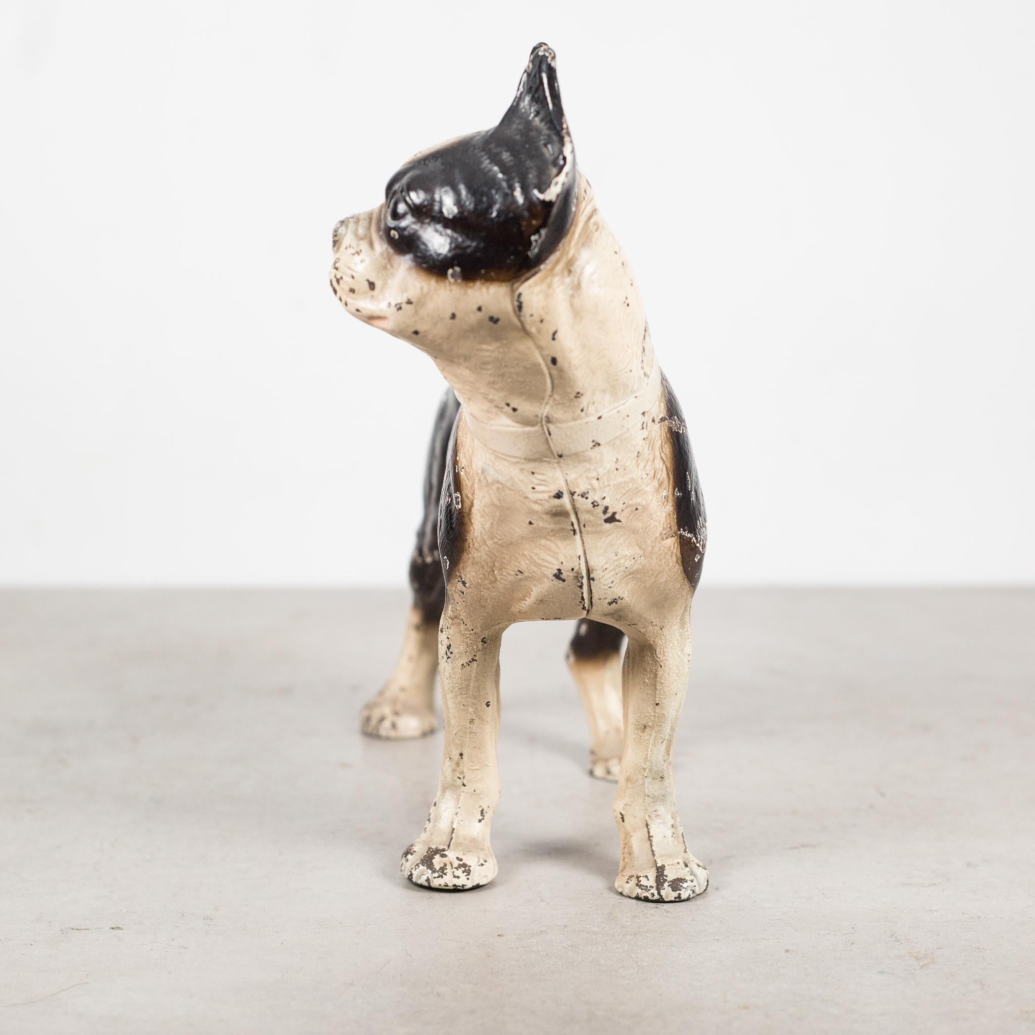 Industrial Early 20th Century Cast Iron Boston Terrier Doorstop by Hubley, circa 1910-1940