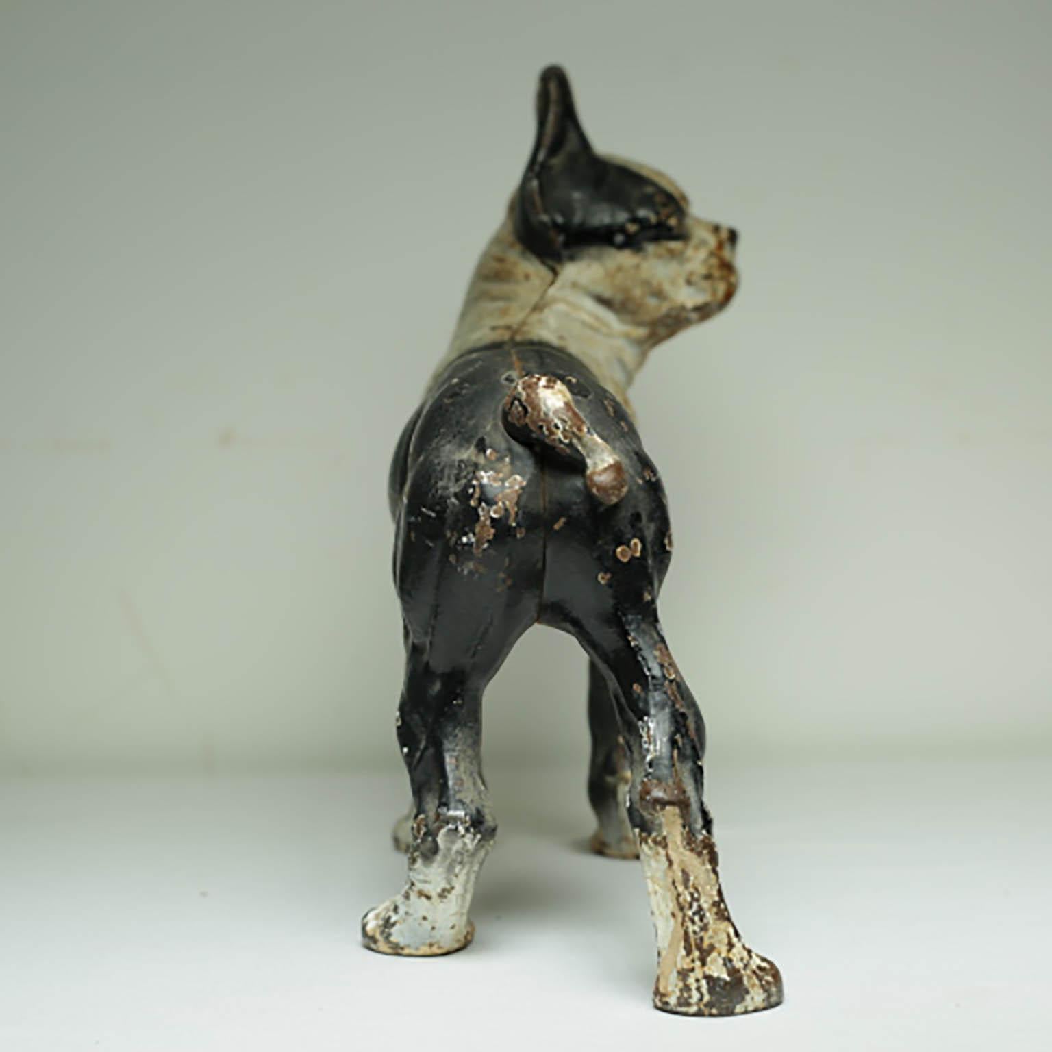 Early 20th Century Cast Iron Boston Terrier Doorstop by Hubley, circa 1930s In Excellent Condition In San Francisco, CA