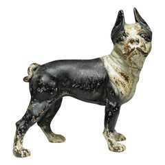 Antique Early 20th Century Cast Iron Boston Terrier Doorstop by Hubley, circa 1930s