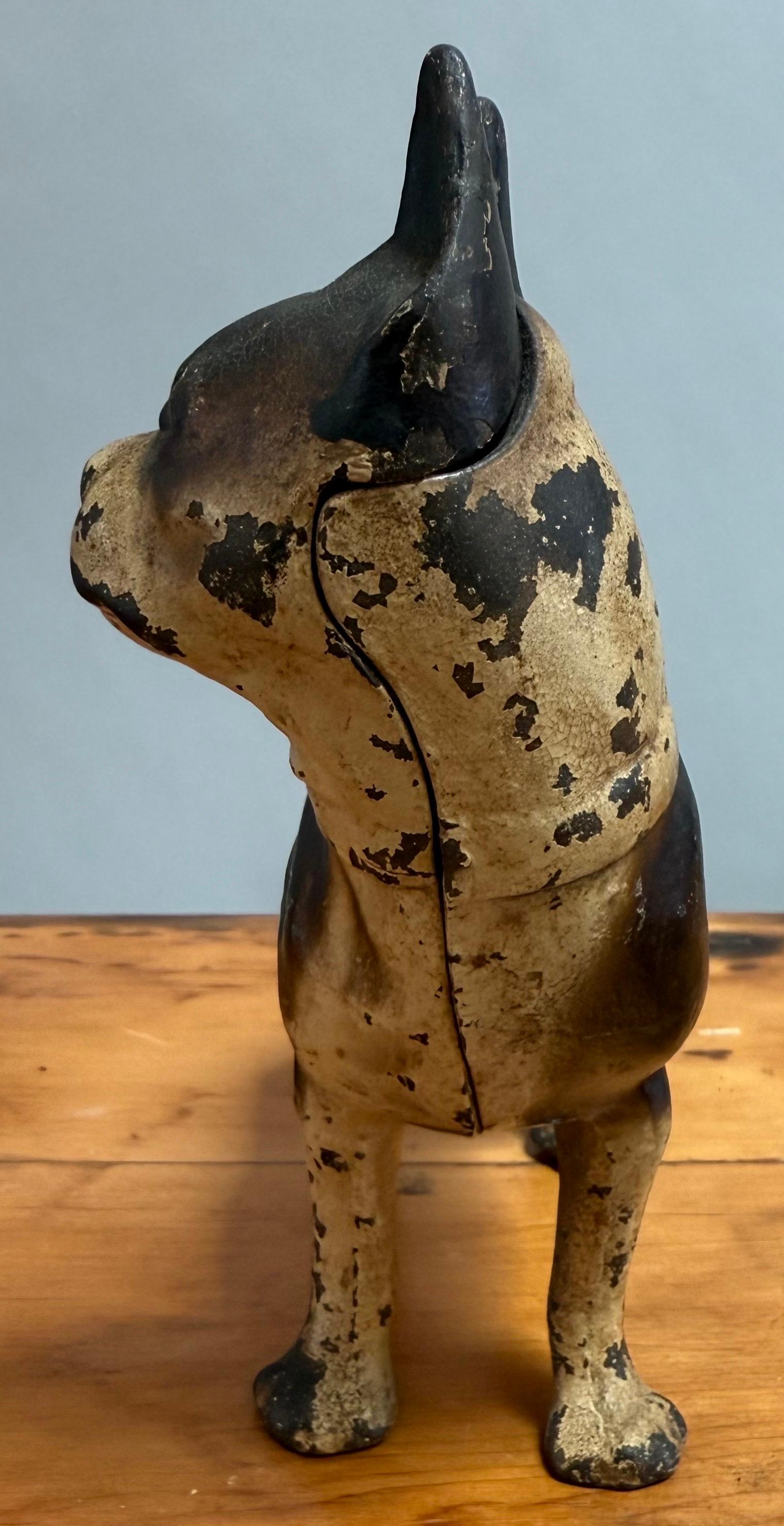 Early 20th Century Cast Iron Boston Terrier Doorstop In Good Condition For Sale In Middleburg, VA