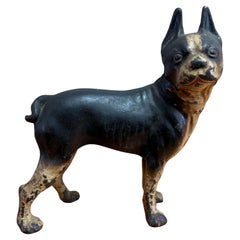 Boston Terrier Türstopper aus Gusseisen aus dem frühen 20.