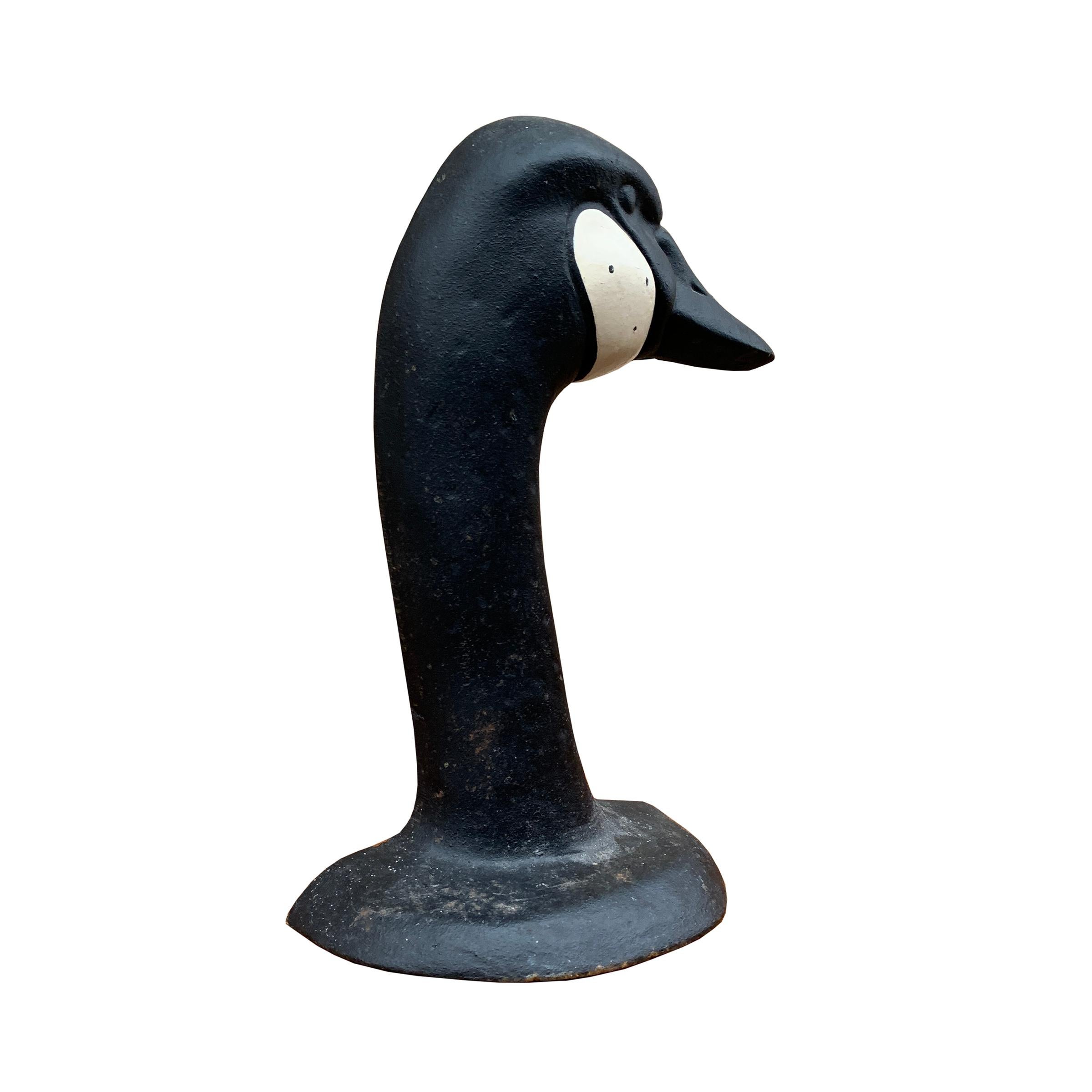 Rustic Early 20th Century Cast Iron Canada Goose Doorstop