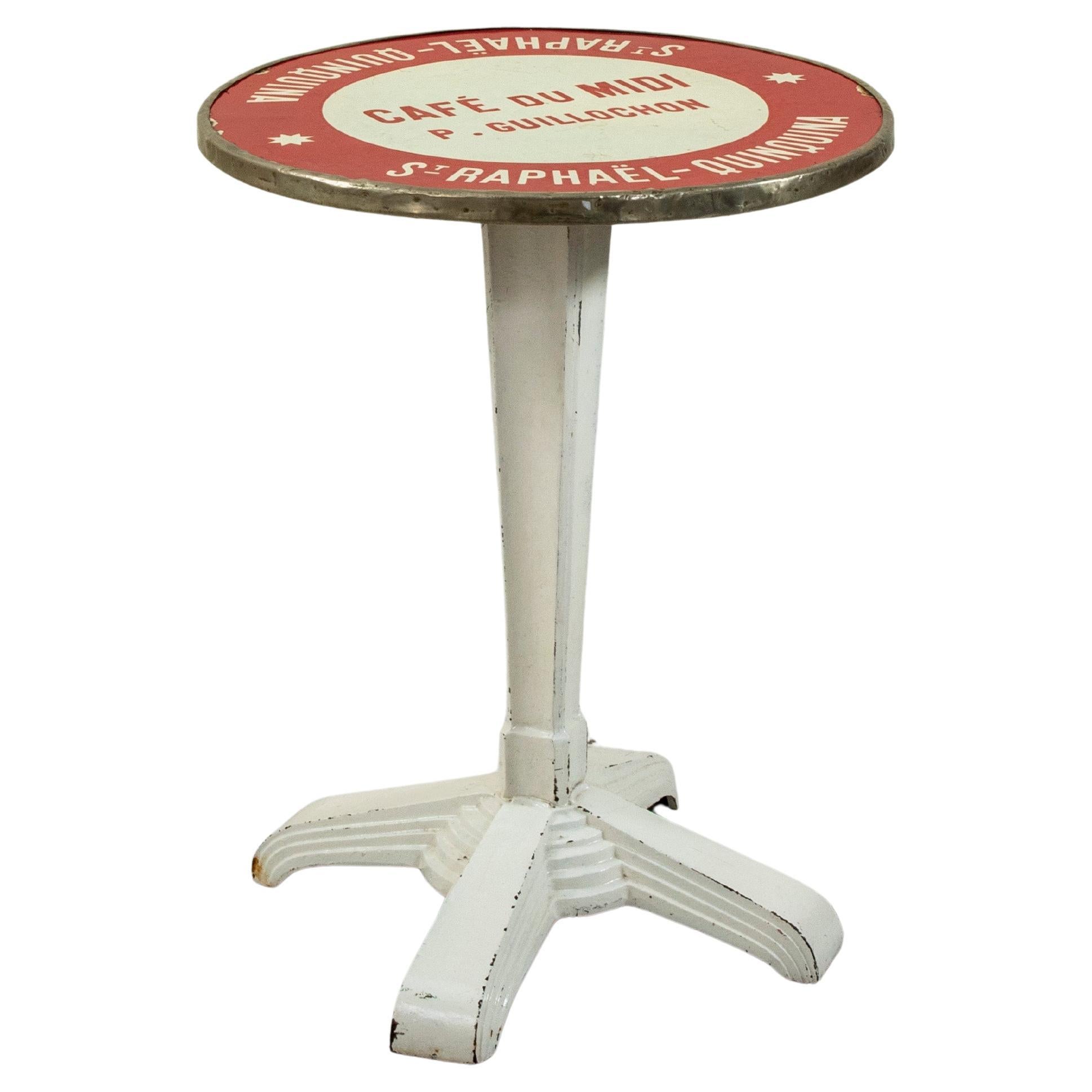 Early 20th Century Cast Iron Enameled Cafe Table, Bistro Table, Garden Table