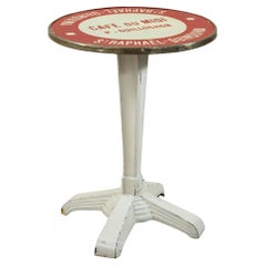 Antique Early 20th Century Cast Iron Enameled Cafe Table, Bistro Table, Garden Table