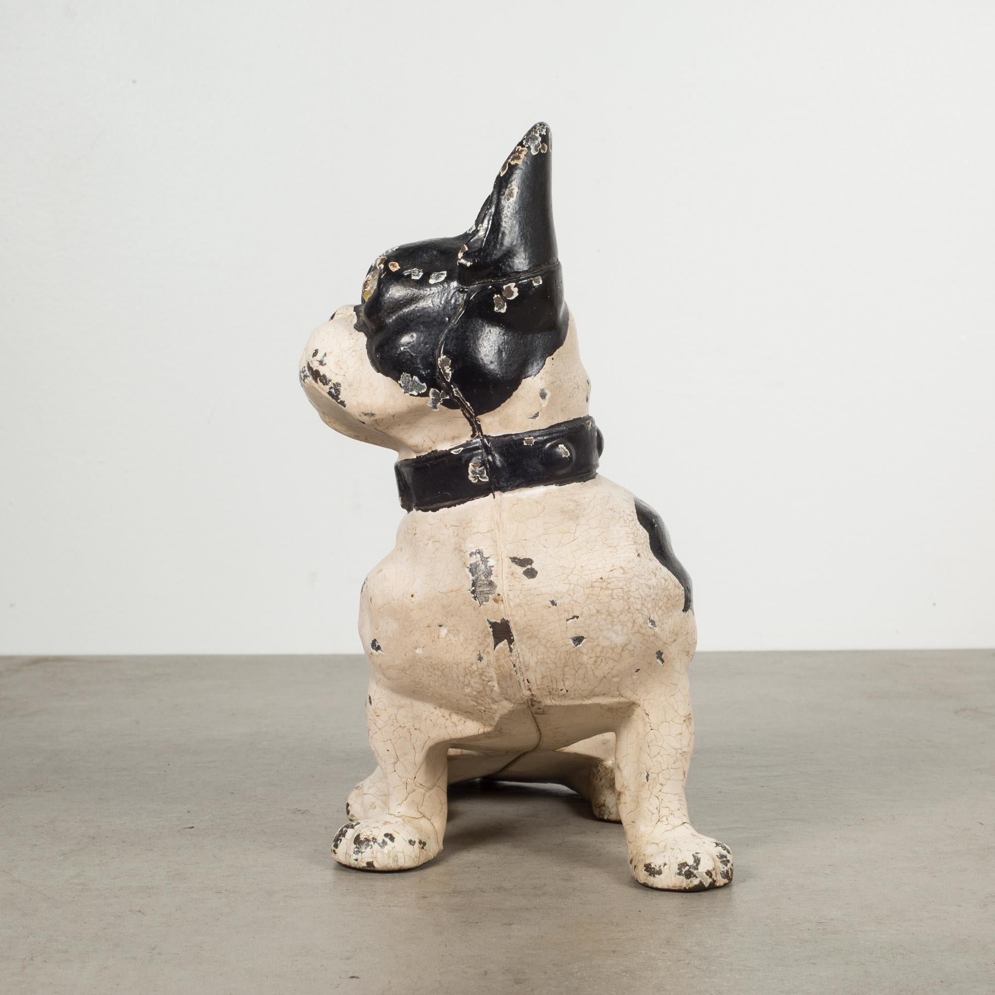 About

An original cast iron French Bulldog doorstop manufactured by the Hubley Manufacturing Company in Lancaster Pennsylvania USA. The piece has retained its original hand painted finish and is in excellent condition with the appropriate patina