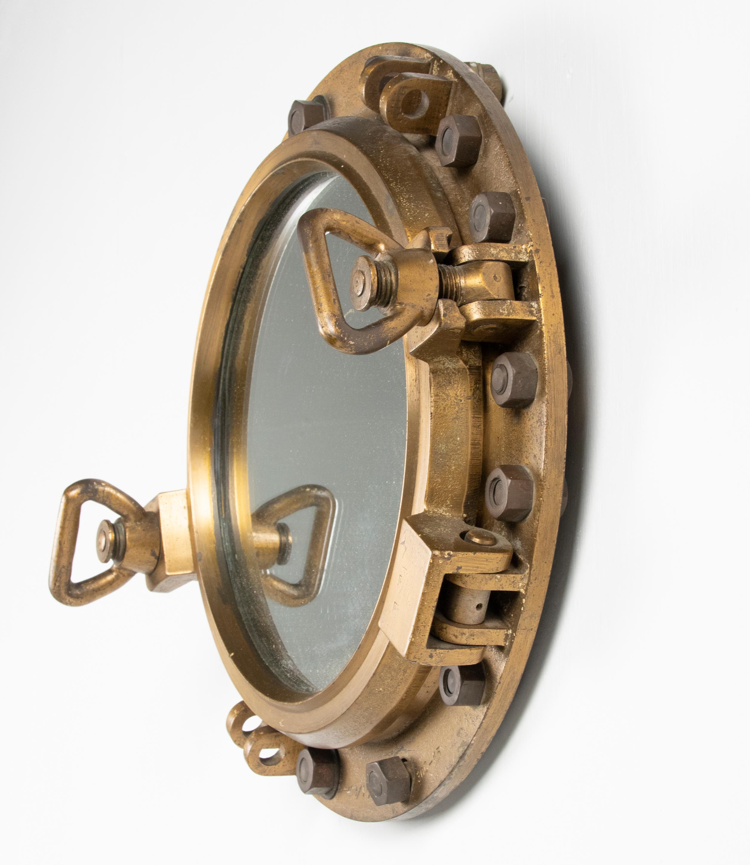 Early 20th Century Cast Iron Mirror Ship Porthole 5