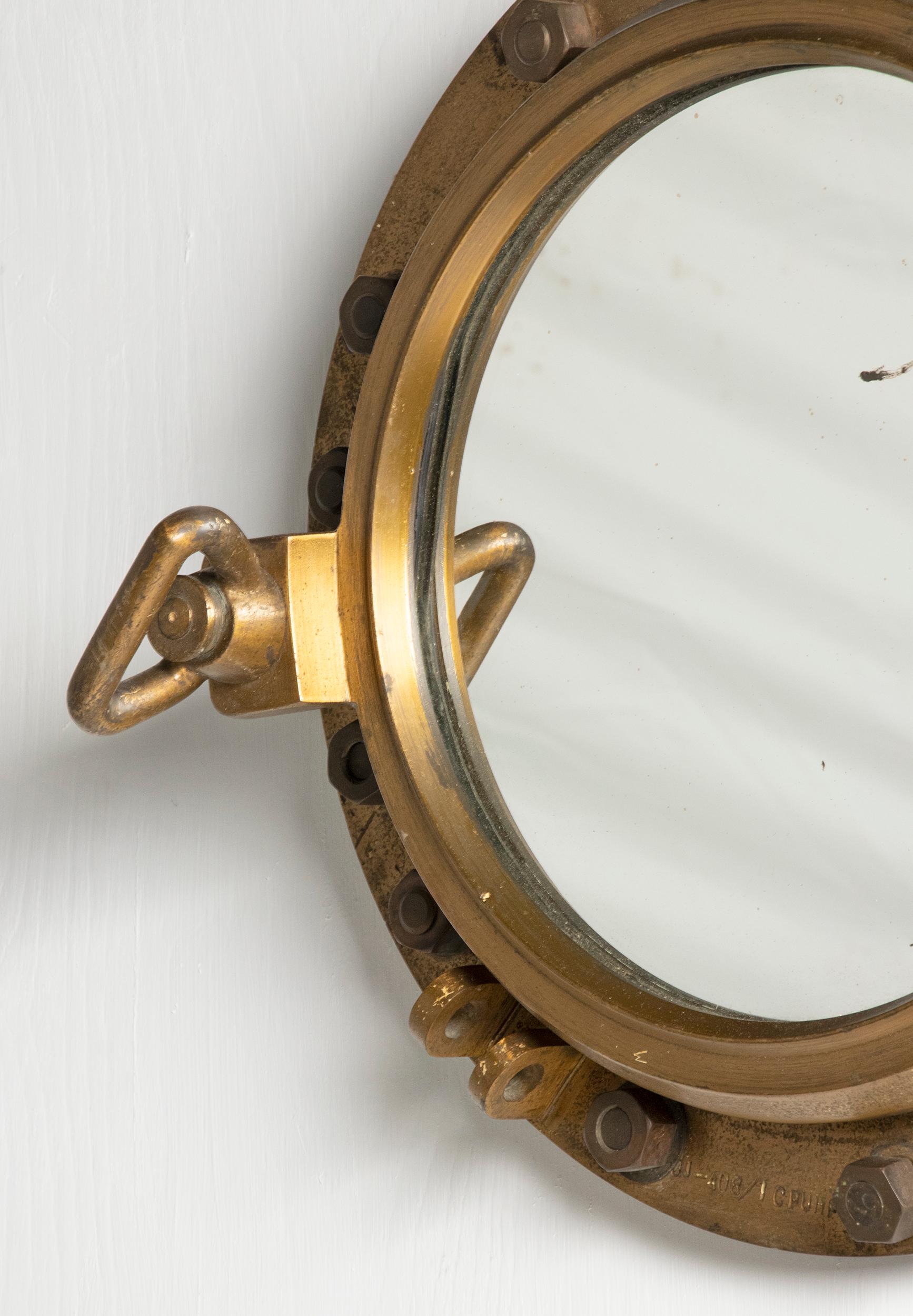 Early 20th Century Cast Iron Mirror Ship Porthole 8