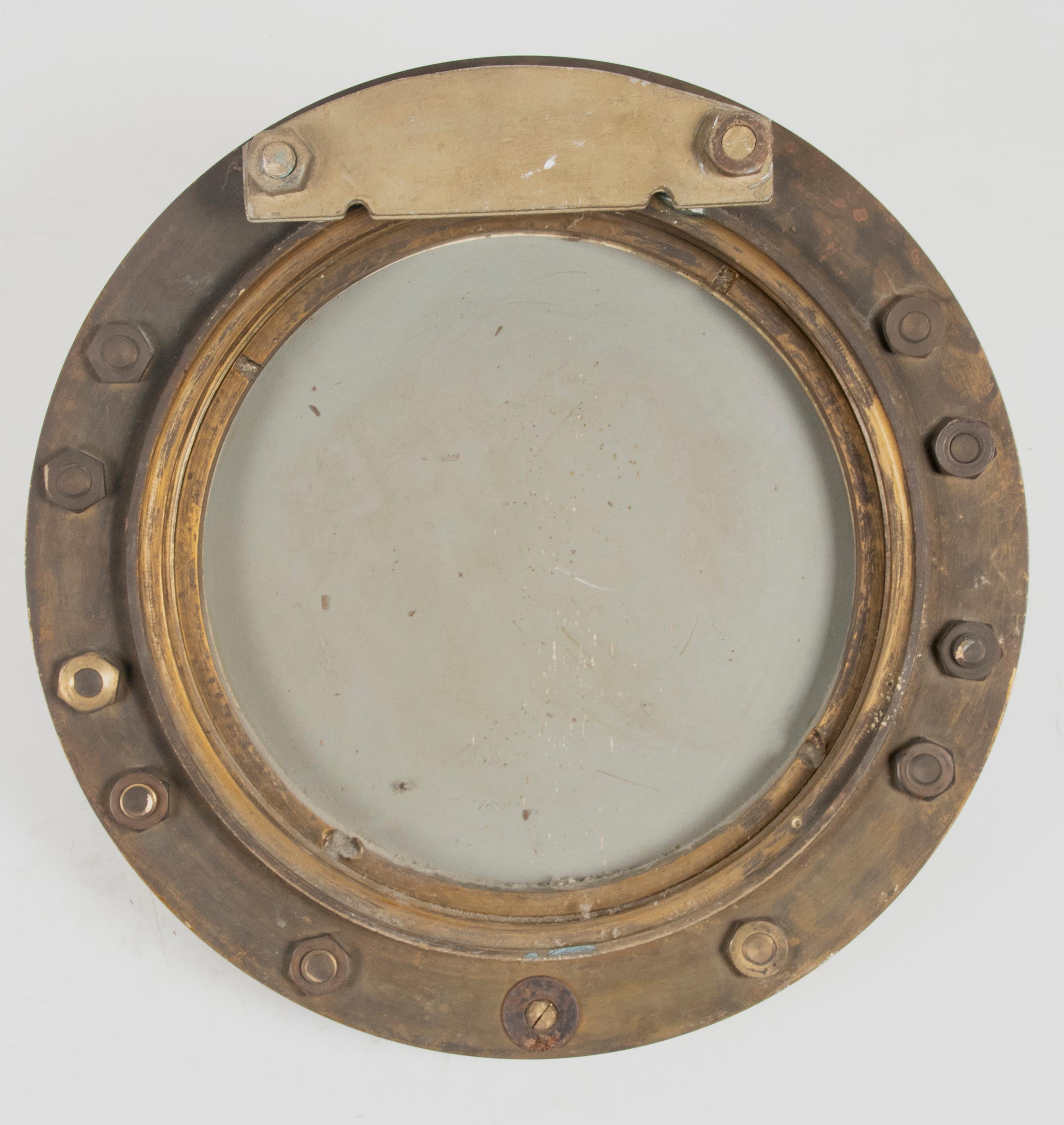 Early 20th Century Cast Iron Mirror Ship Porthole 14
