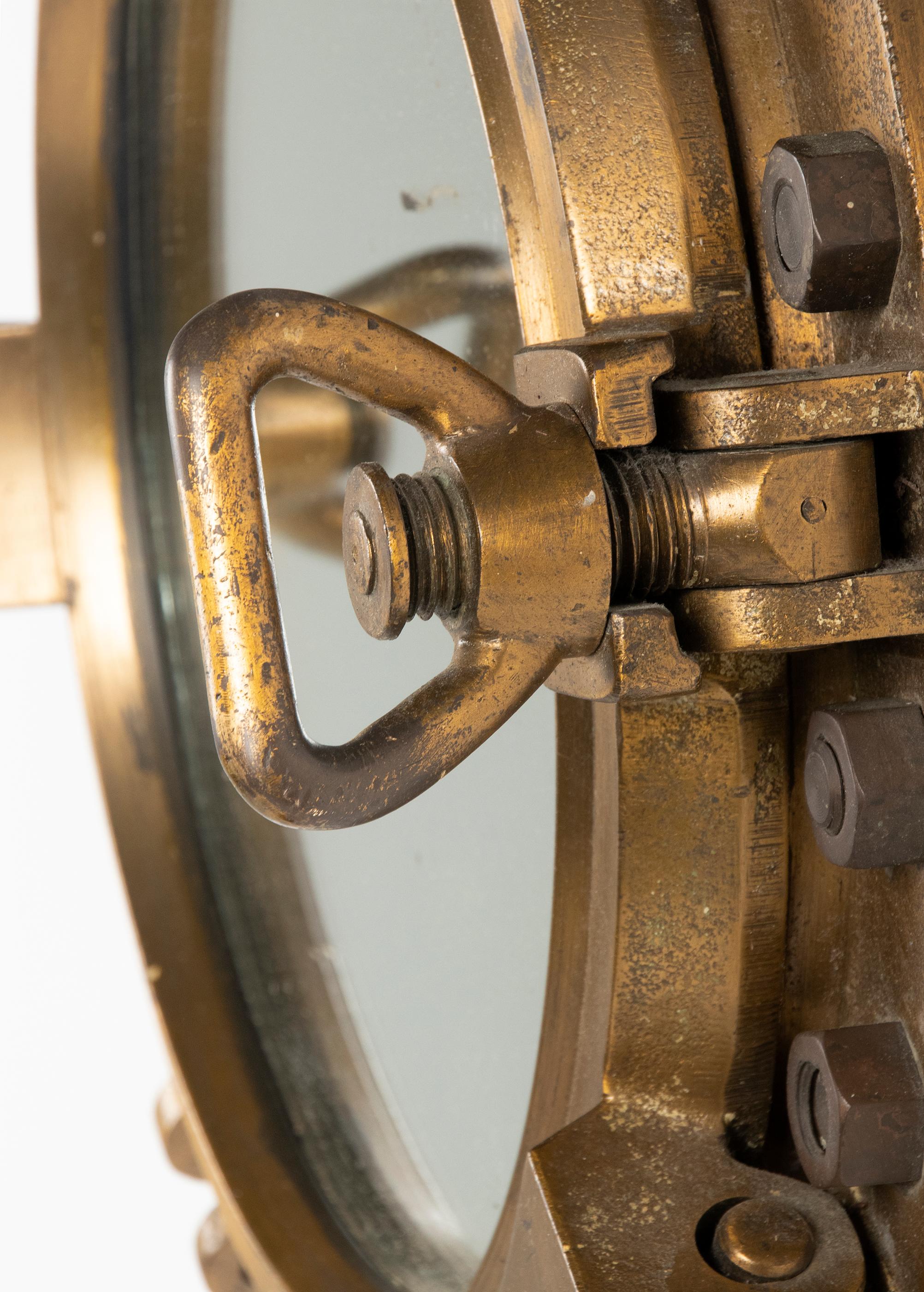 Industrial Early 20th Century Cast Iron Mirror Ship Porthole