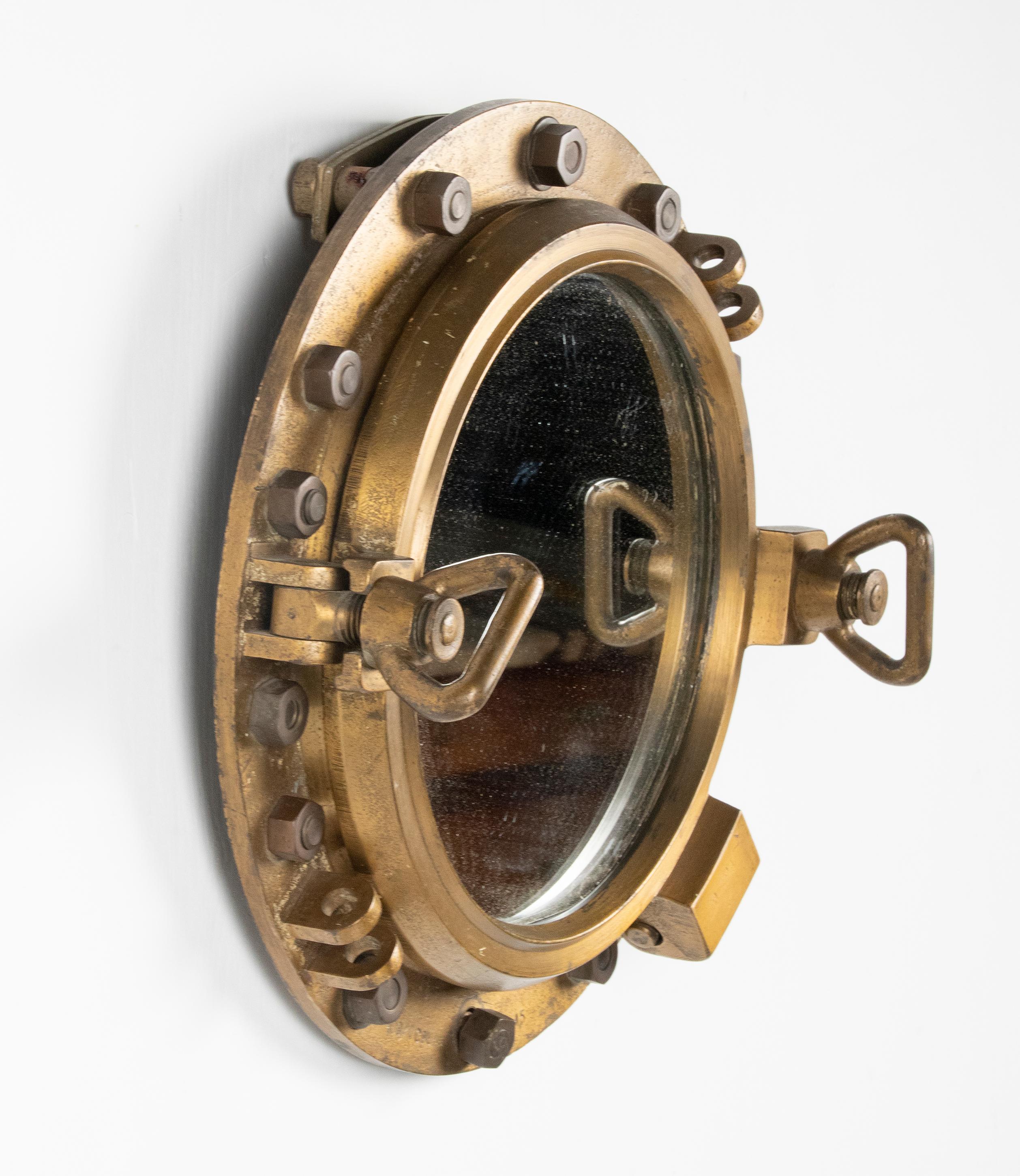 German Early 20th Century Cast Iron Mirror Ship Porthole