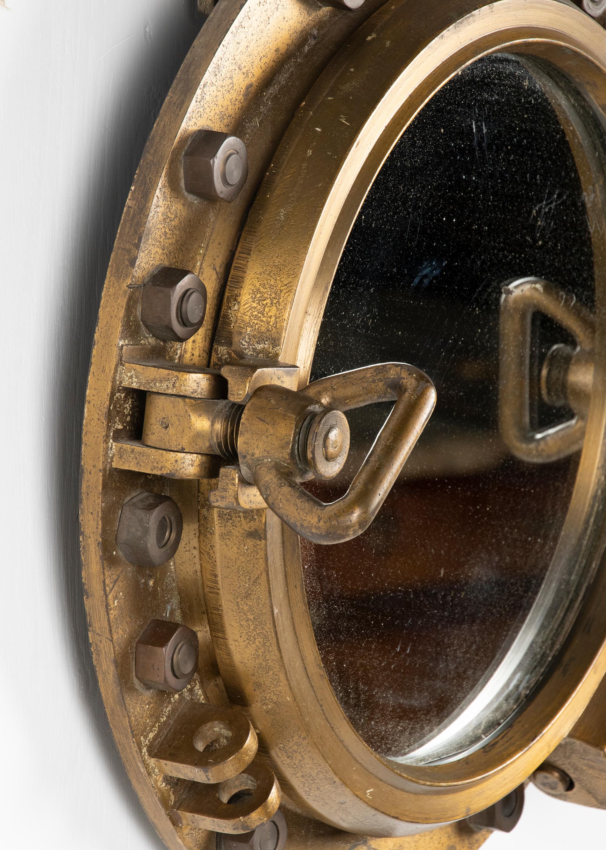 Early 20th Century Cast Iron Mirror Ship Porthole 1