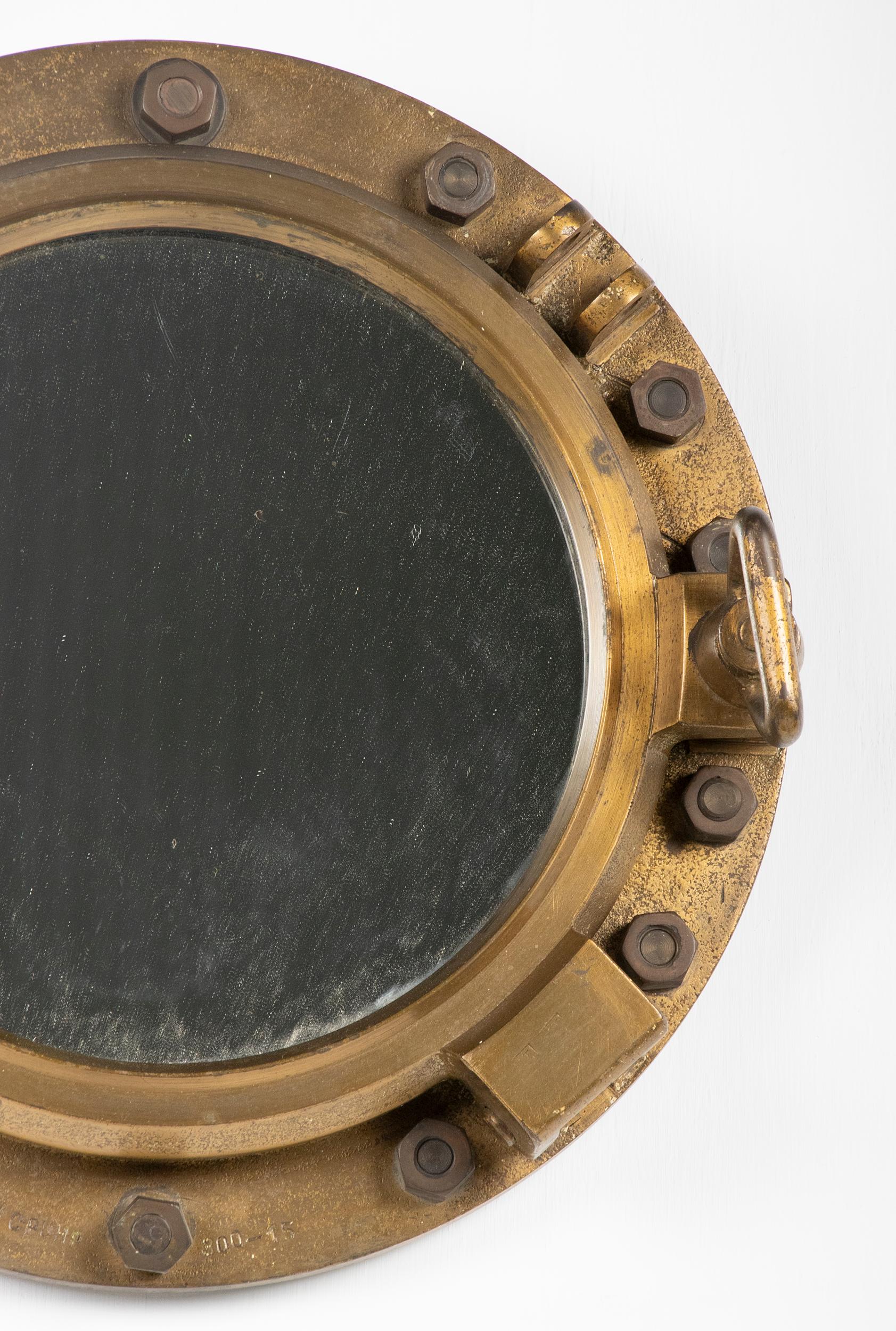 Early 20th Century Cast Iron Mirror Ship Porthole 4