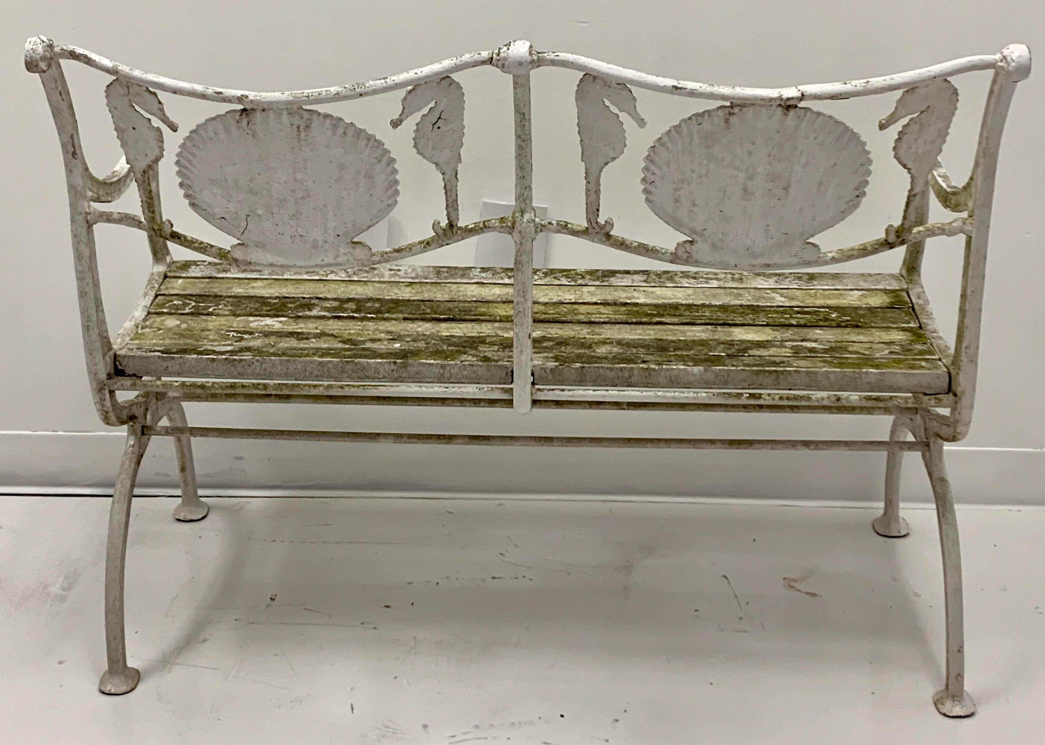 Early 20th Century Cast Iron Shell and Seahorse Form Bench by Marcy Foundry 1