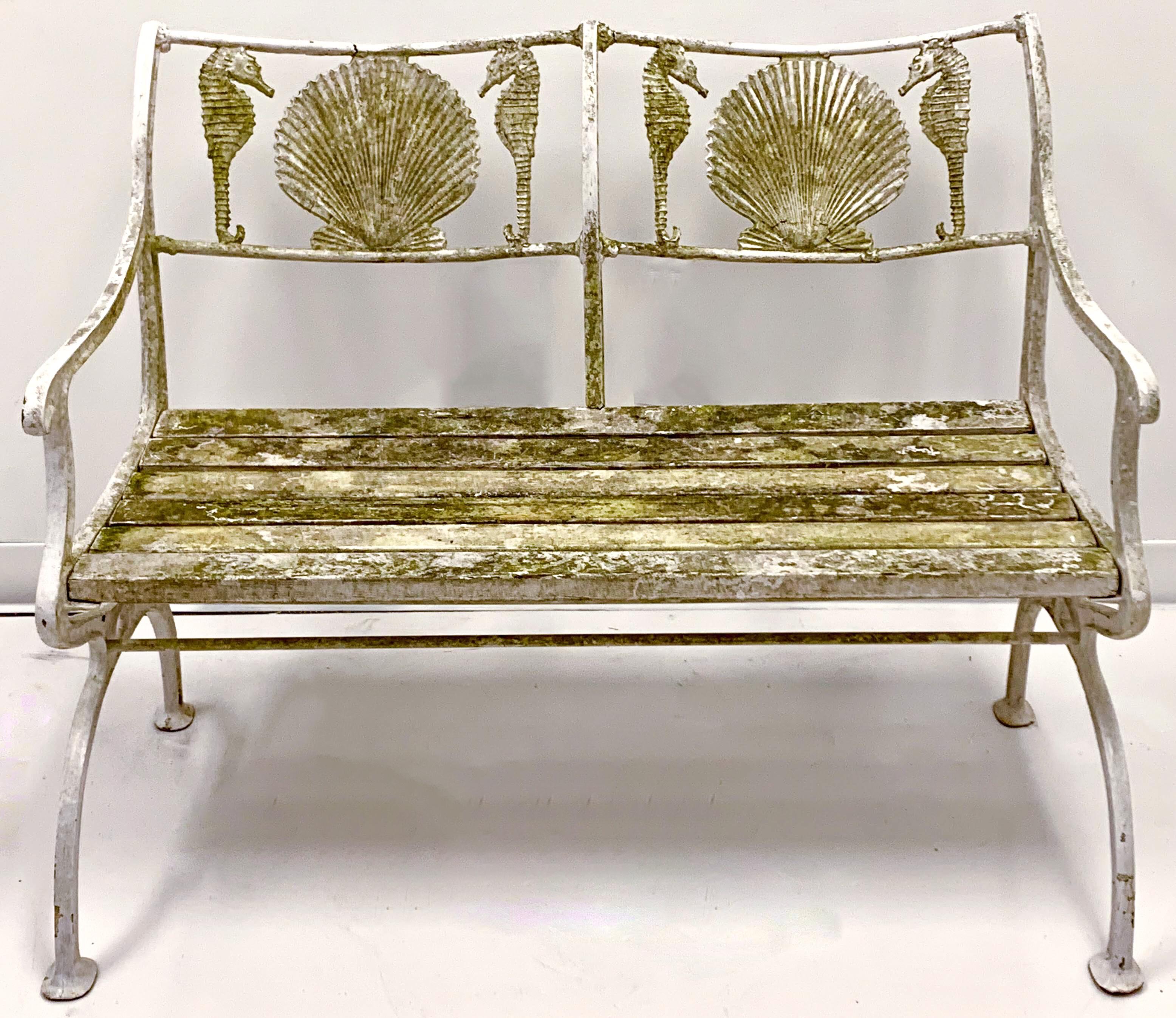 Early 20th Century Cast Iron Shell and Seahorse Form Bench by Marcy Foundry 2