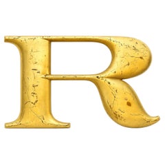 Gegossener Metallbuchstabe „R“ aus vergoldetem Metall von F.W. aus dem frühen 20. Jahrhundert Woolworth & Co.