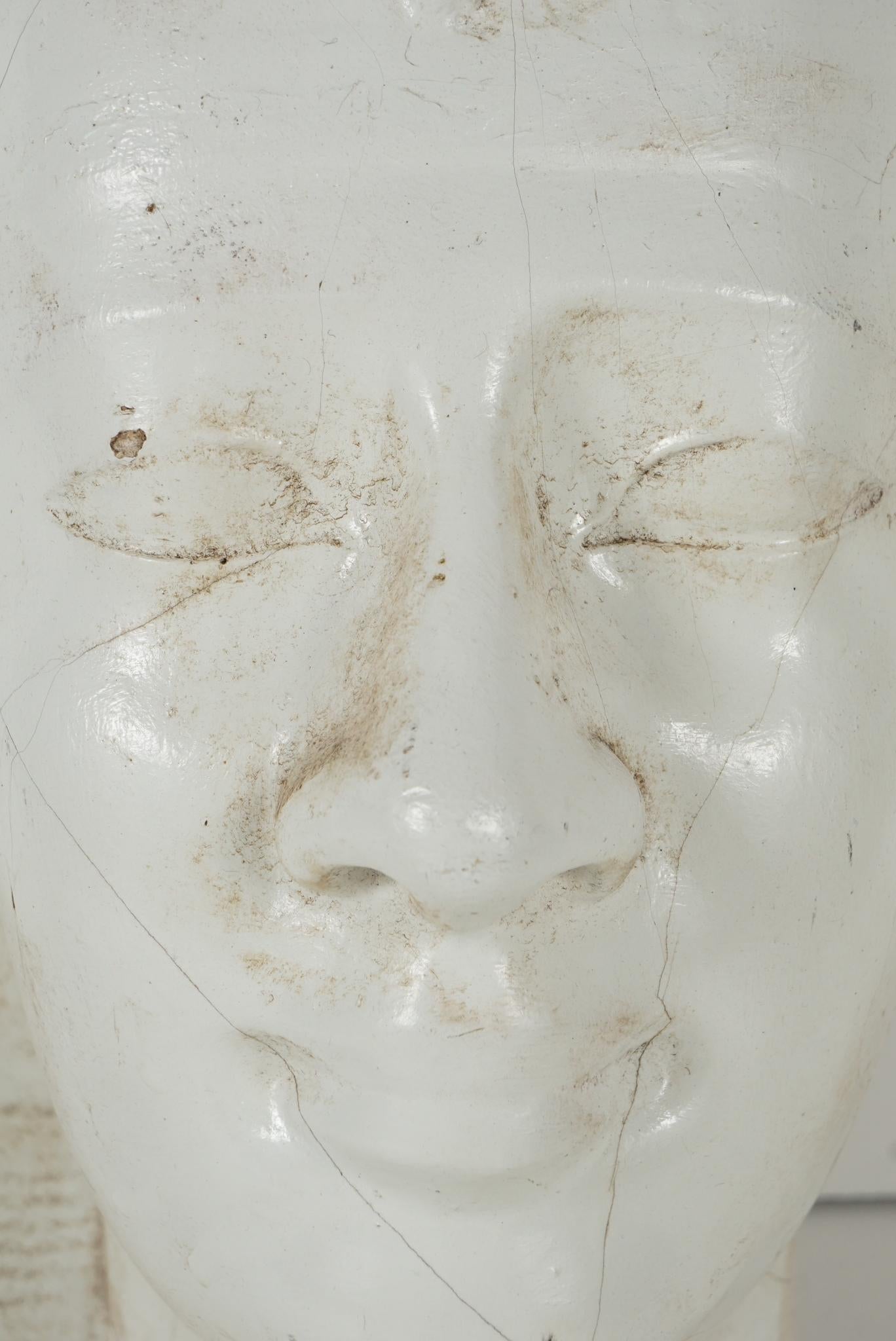 Early 20th Century Cast Plaster Head of Pharaoh In Good Condition For Sale In Hudson, NY