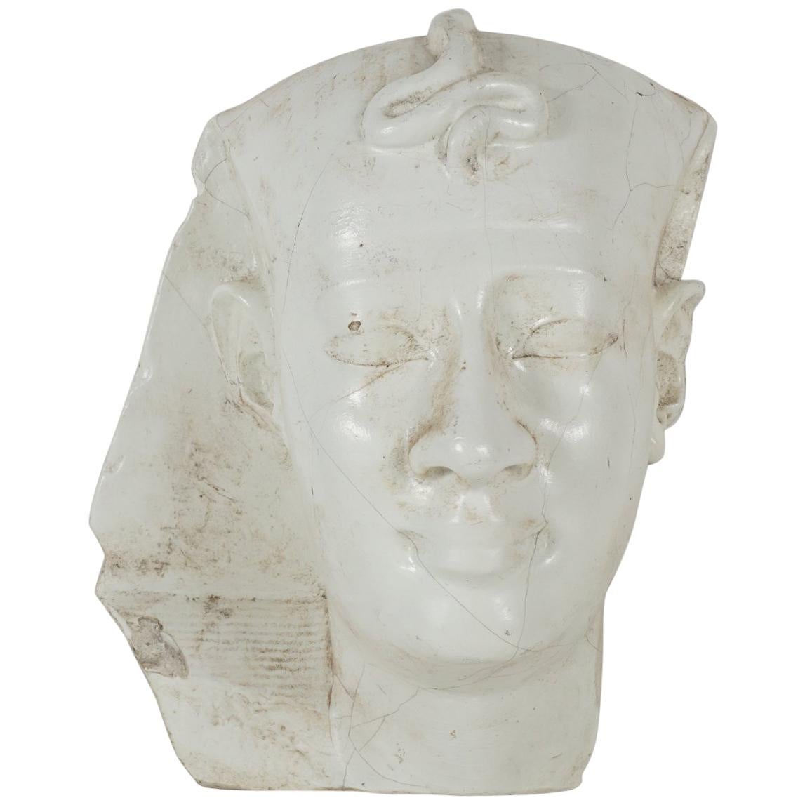 Early 20th Century Cast Plaster Head of Pharaoh