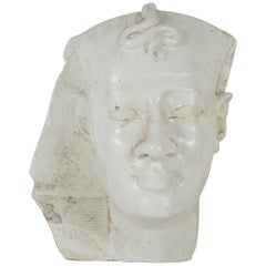 Antique Early 20th Century Cast Plaster Head of Pharaoh