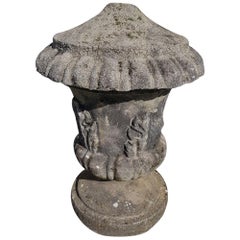 Early 20th Century Cast Stone Garden Urn with Acanthus Leaves