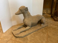 Early 20th Century Cast Stone Recumbent Whippet Dog