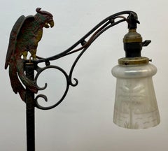 Early 20th Century Cast & Wrought Iron "Parrot" Floor Lamp, C.1920