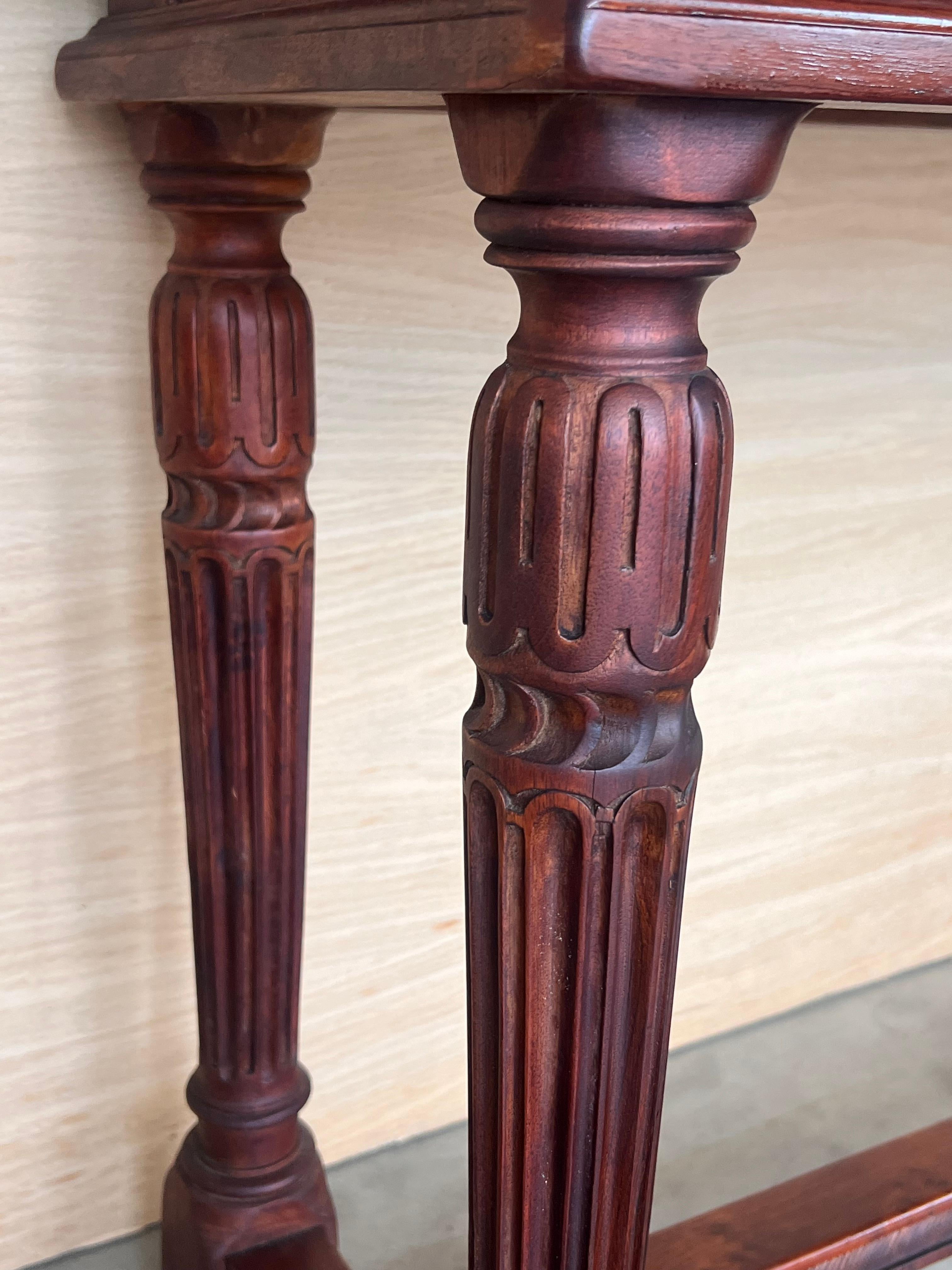 Early 20th Century Catalan Spanish Carved Walnut Console Table with Two Drawers For Sale 14