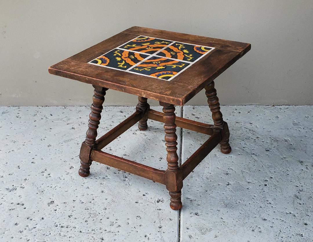 Early 20th Century Catalina Tile Table Mission Craftsman Arts & Craft Spanish  For Sale 13