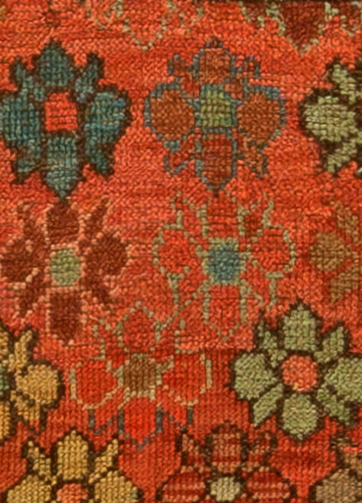 Early 20th century Caucasian bright orange green handmade wool rug by Doris Leslie Blau
Size: 2'6