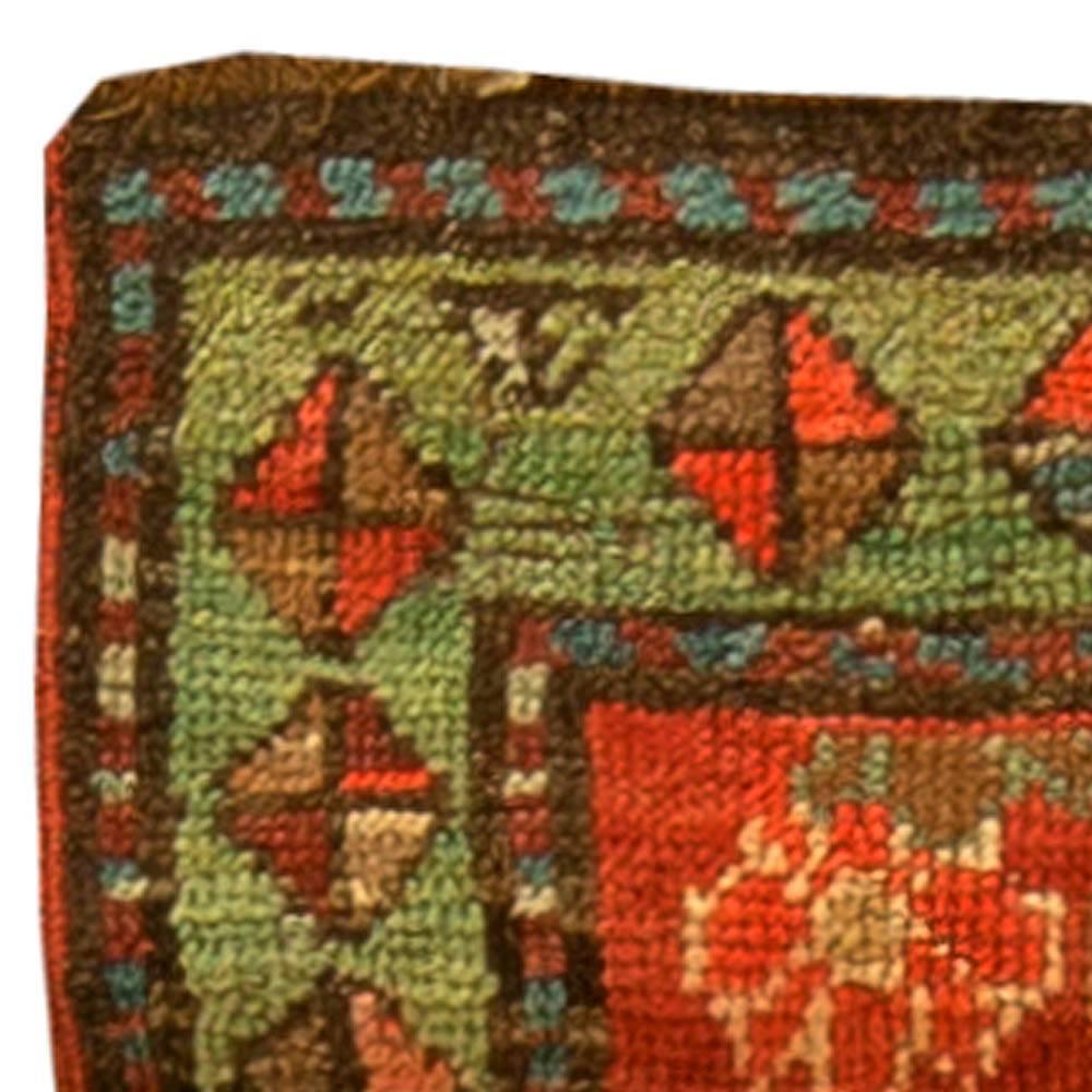 Early 20th Century Caucasian Orange Green Handmade Wool Rug by Doris Leslie Blau 1