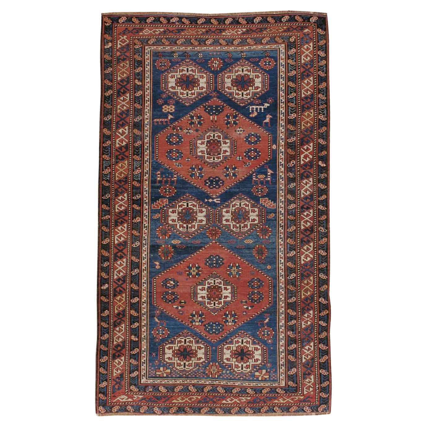Tapis d'accent caucasien kazak du début du 20e siècle