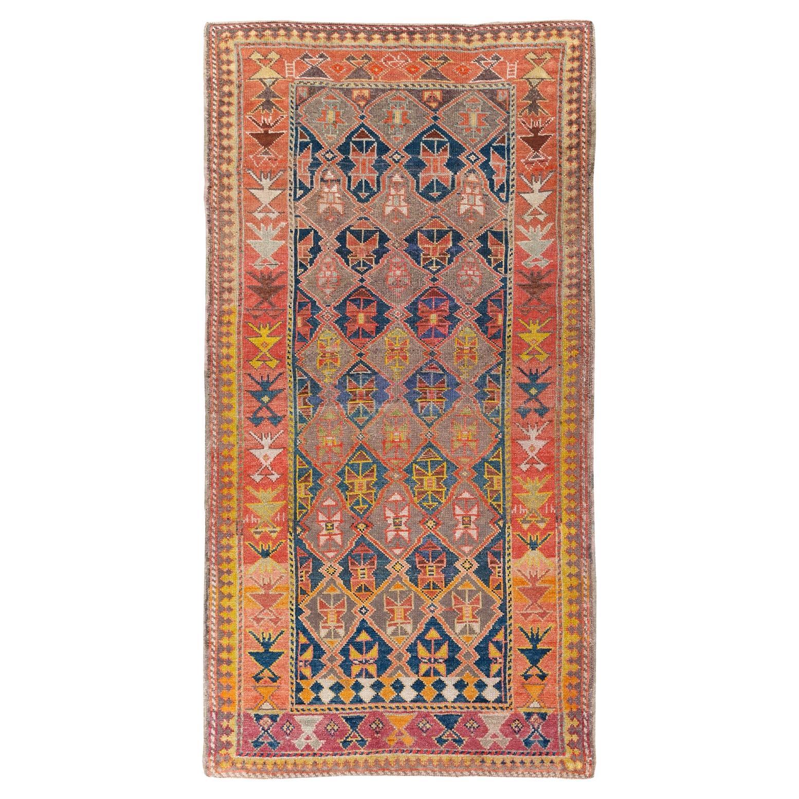Tapis d'accent caucasien kazak du début du 20e siècle