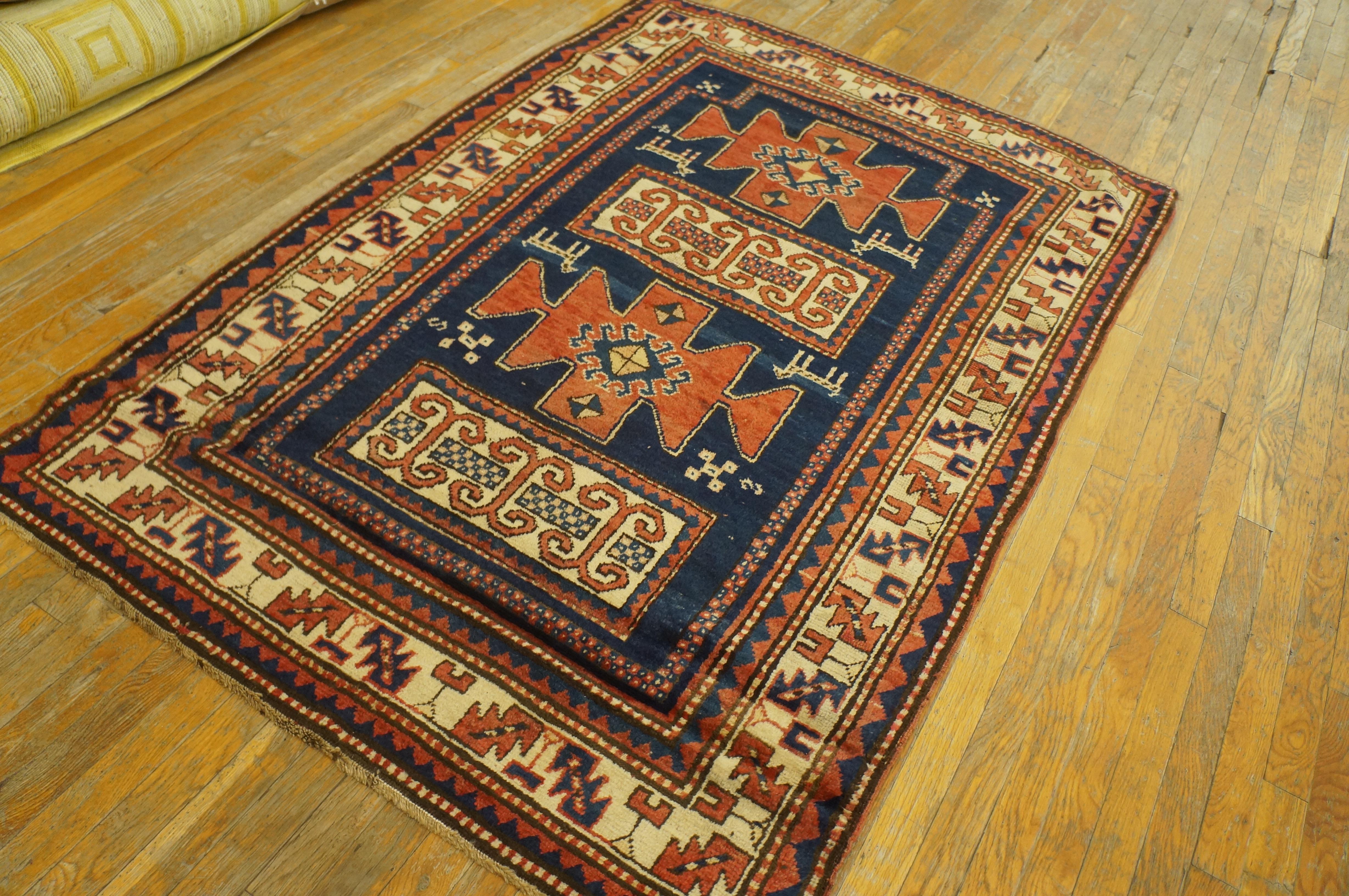 Début du 20ème siècle Tapis caucasien Kazak du début du 20ème siècle ( 4'4