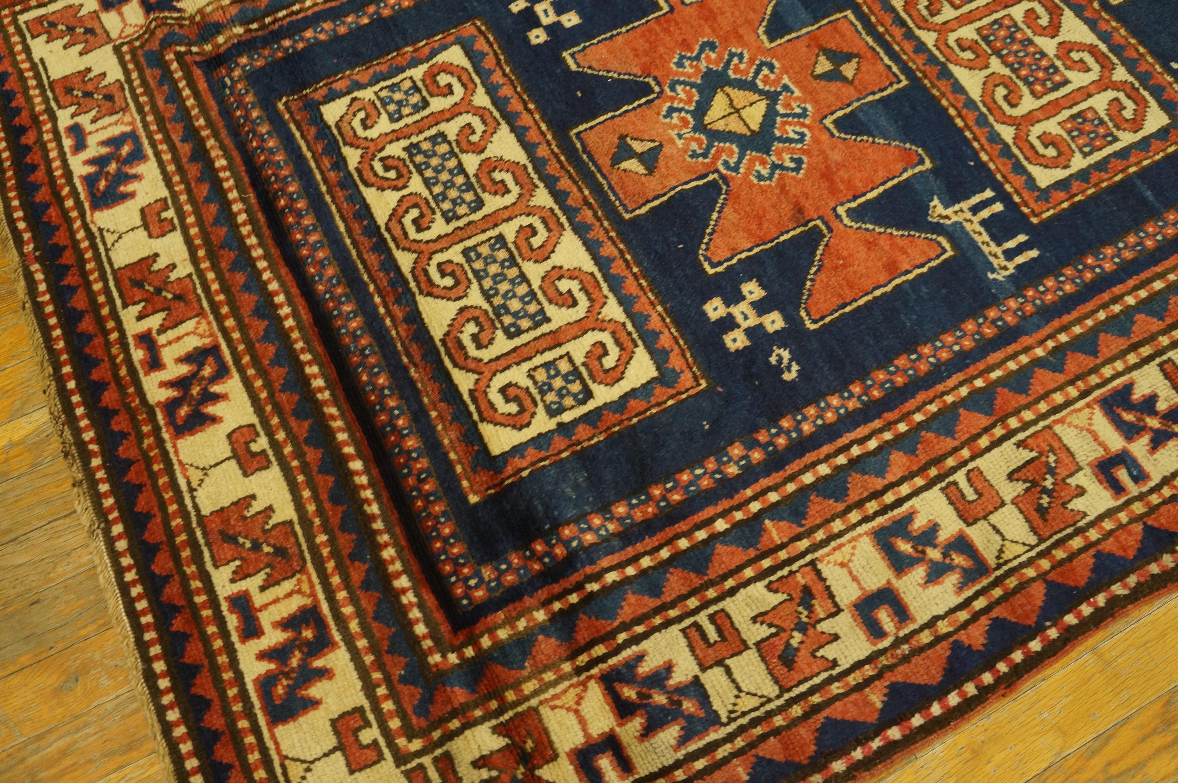 Early 20th Century Caucasian Kazak Carpet ( 4'4