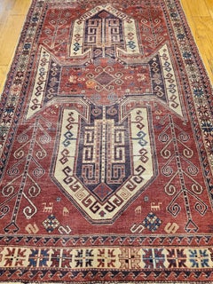 Antique Caucasian Kazak Sevan Area Rug, Wool, Geometric Design, 1900s