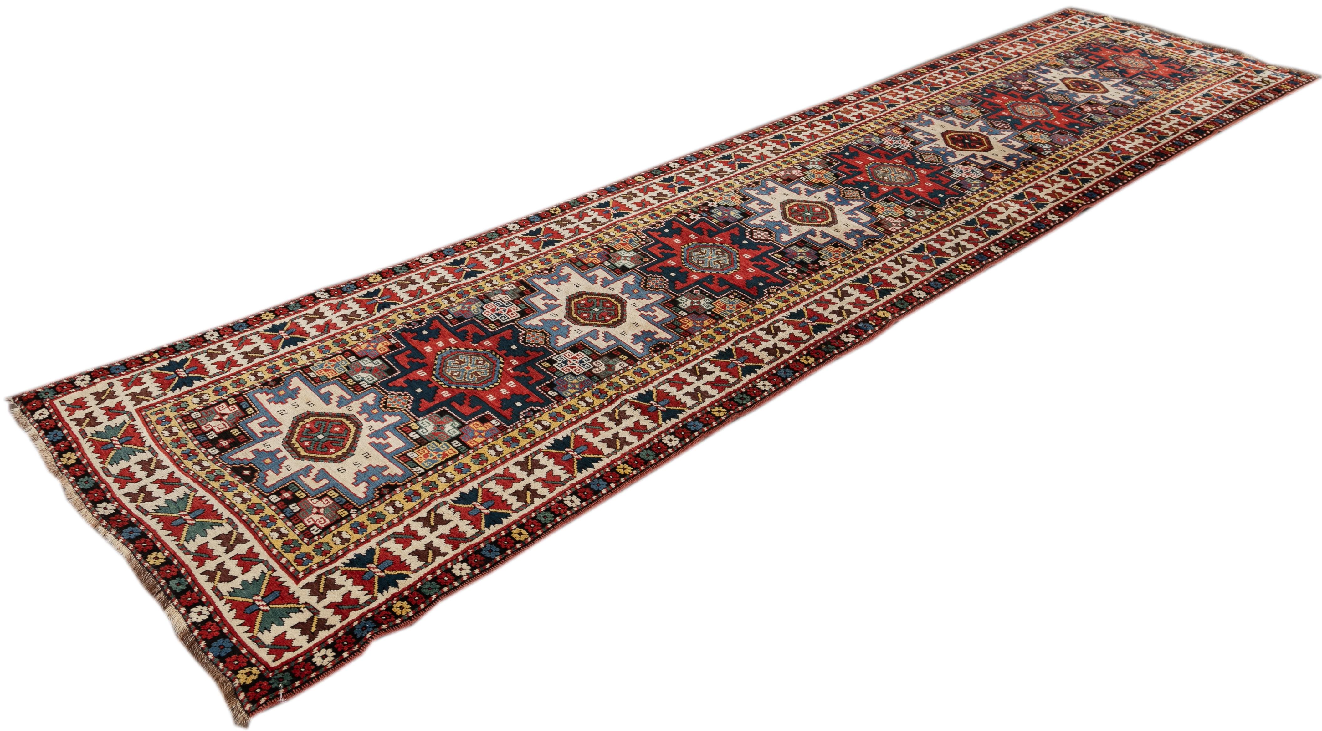 Early 20th Century Caucasian Kazak Runner In Excellent Condition In Norwalk, CT