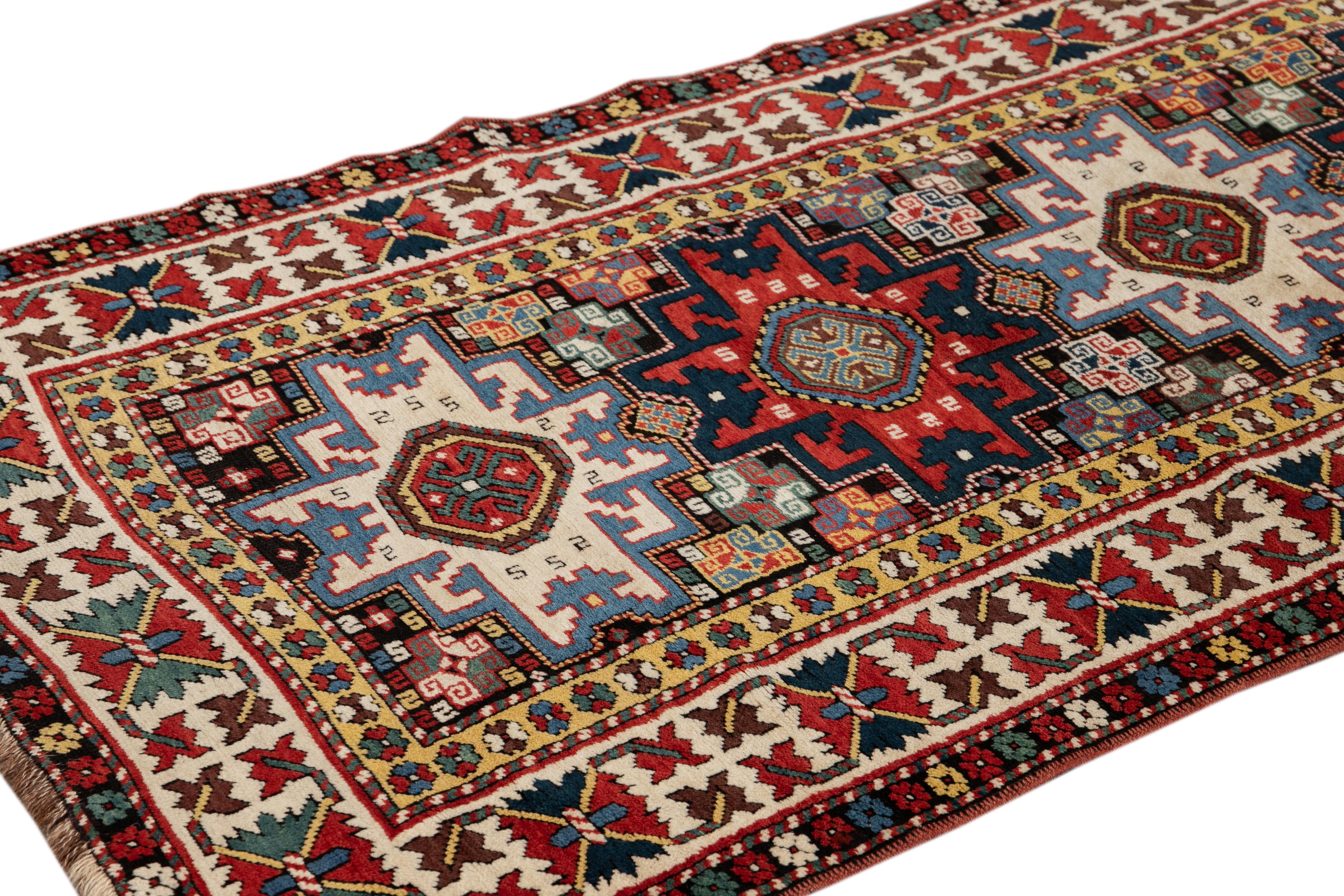 Wool Early 20th Century Caucasian Kazak Runner