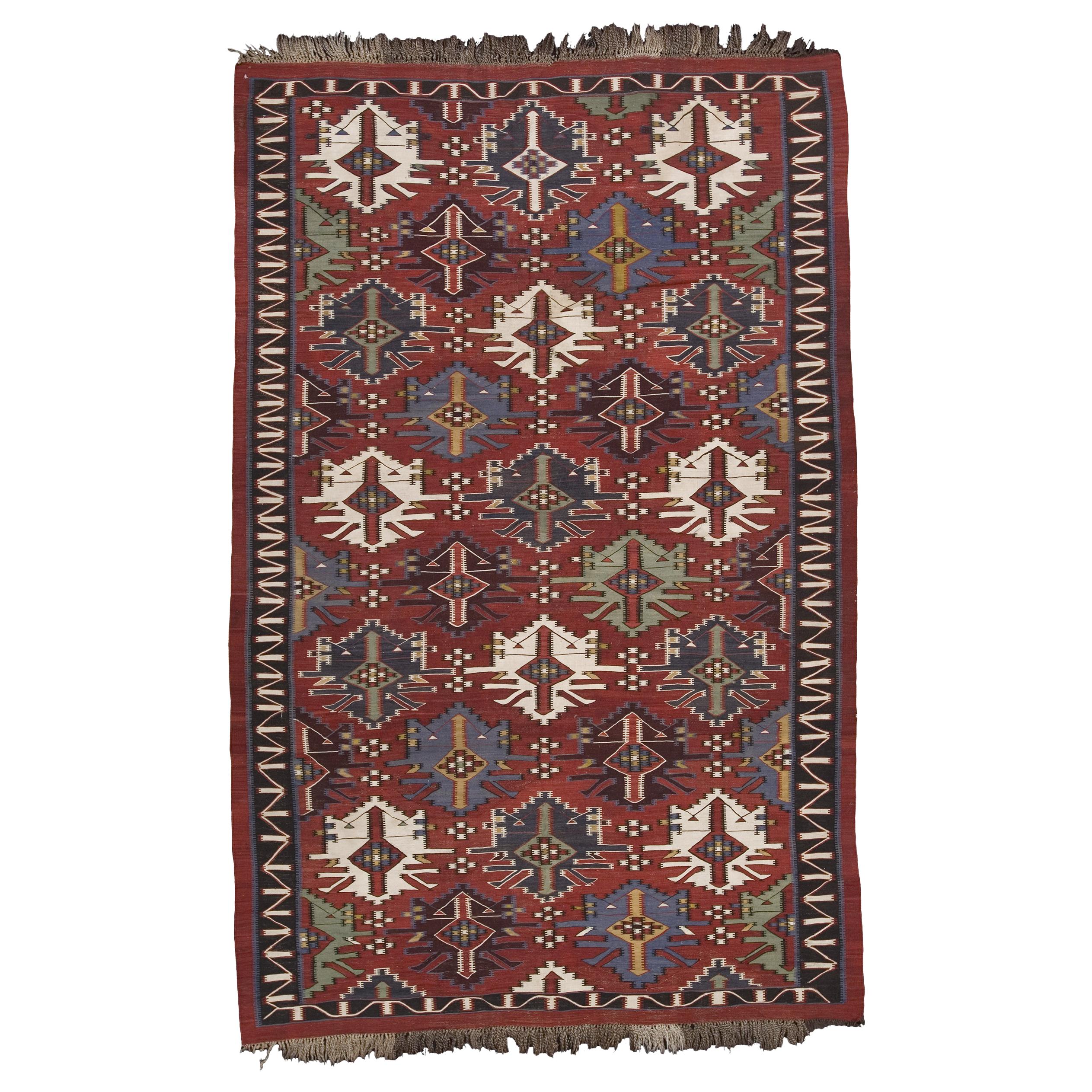 Early 20th Century Caucasian Kilim For Sale