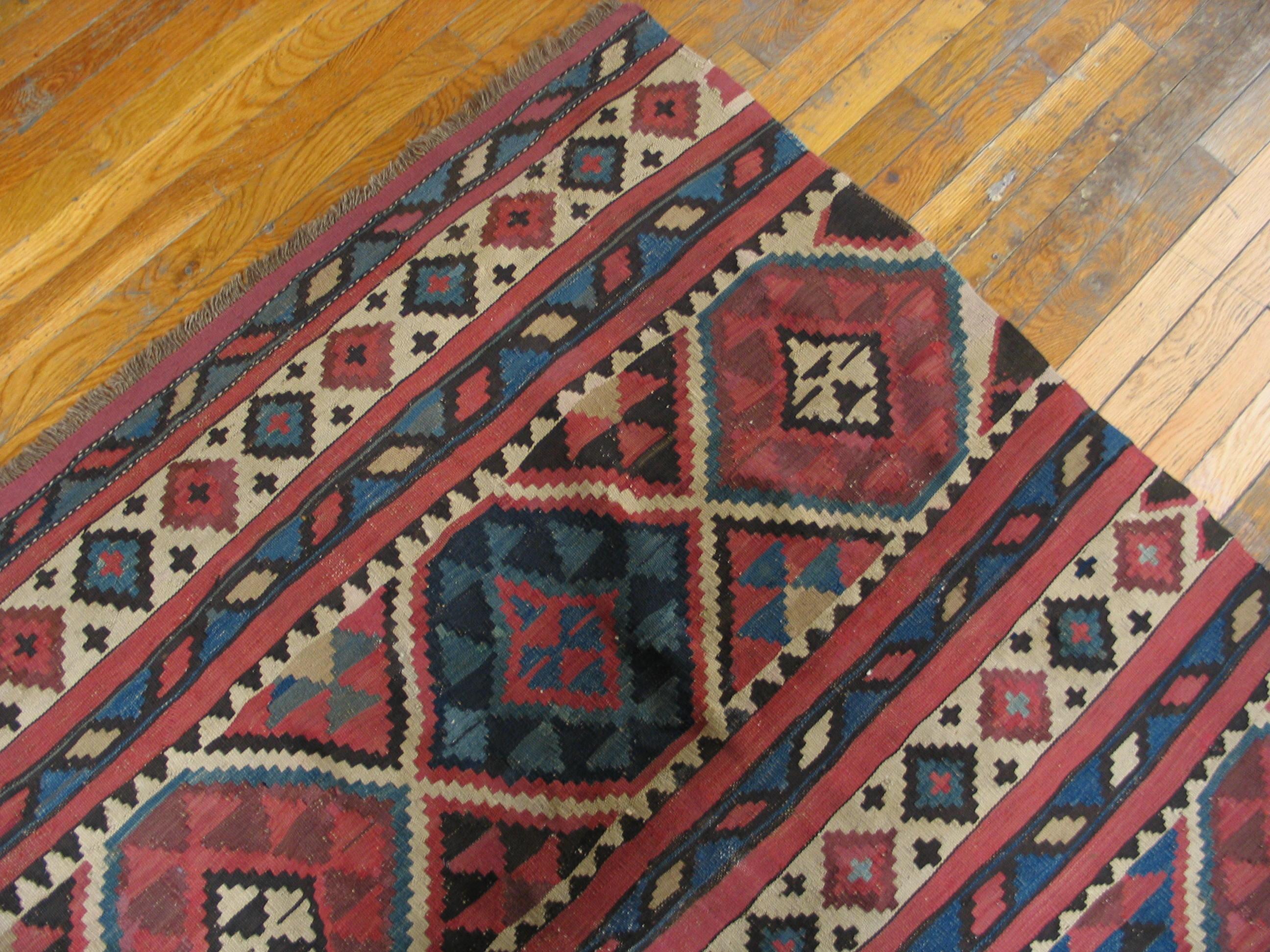 Tapis caucasien Kuba à tissage plat du début du 20e siècle (5'4