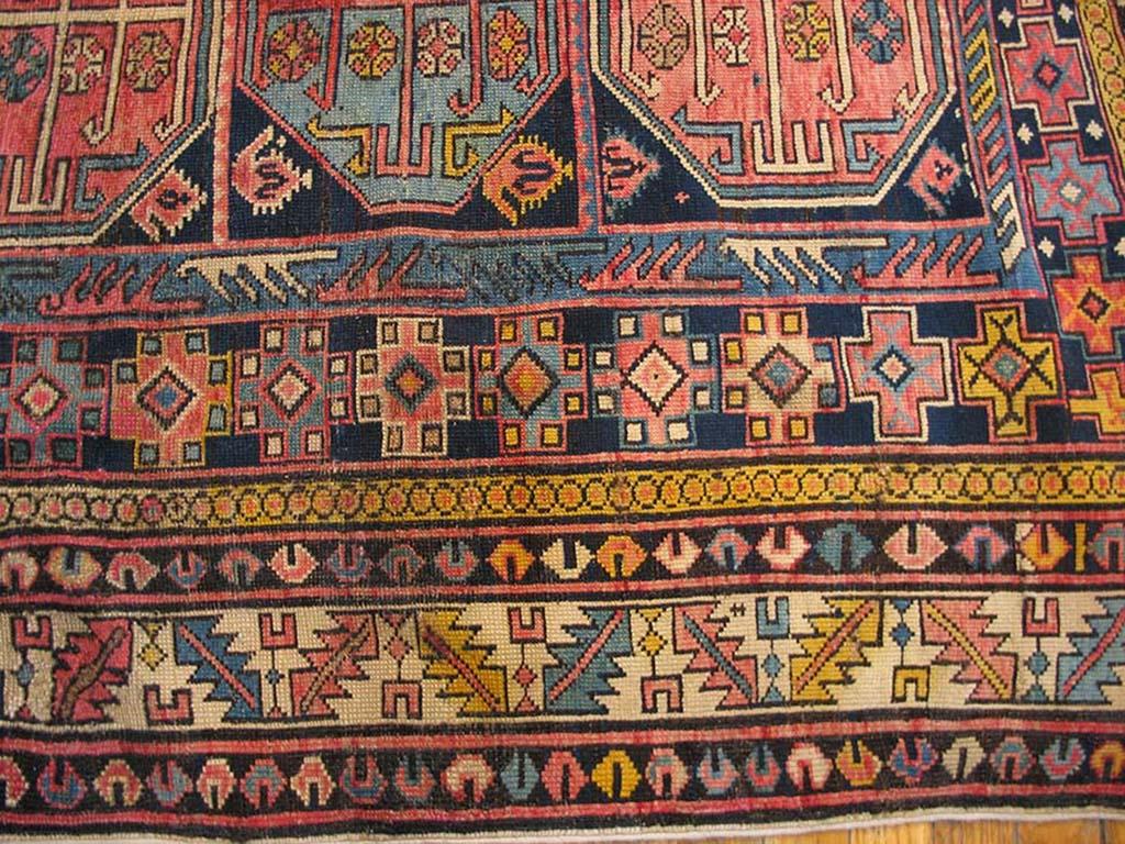 Wool Early 20th Century Caucasian Shirvan Carpet 4' 0'' x4' 6'' For Sale