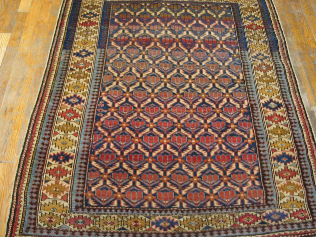 Hand-Knotted Early 20th Century Caucasian Shirvan Carpet ( 4' x 4'8