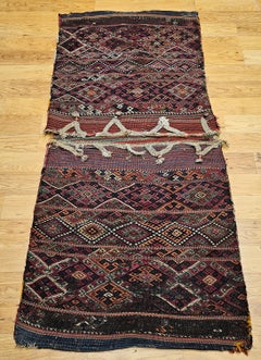 Early 20th Century Caucasian Soumak Saddlebags with Geometric Design