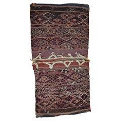 Early 20th Century Caucasian Soumak Double Saddlebags in Green, Red, Blue, Ivory