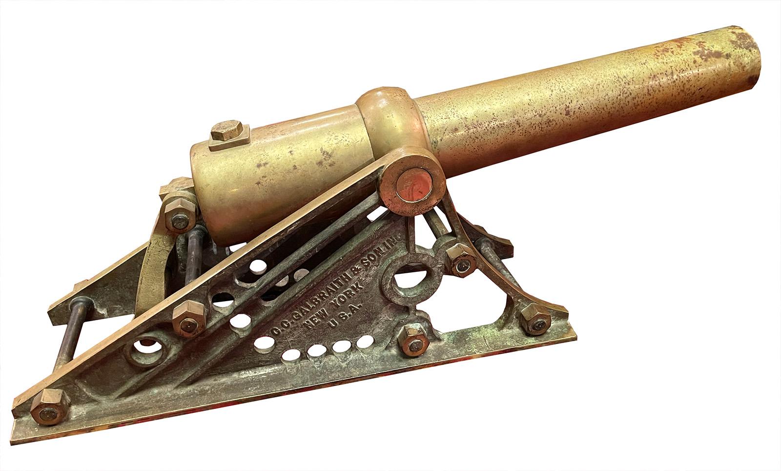 An early 20th century C.C. Galbraith & Sons brass line throwing and signal cannon.

Dimensions: 41