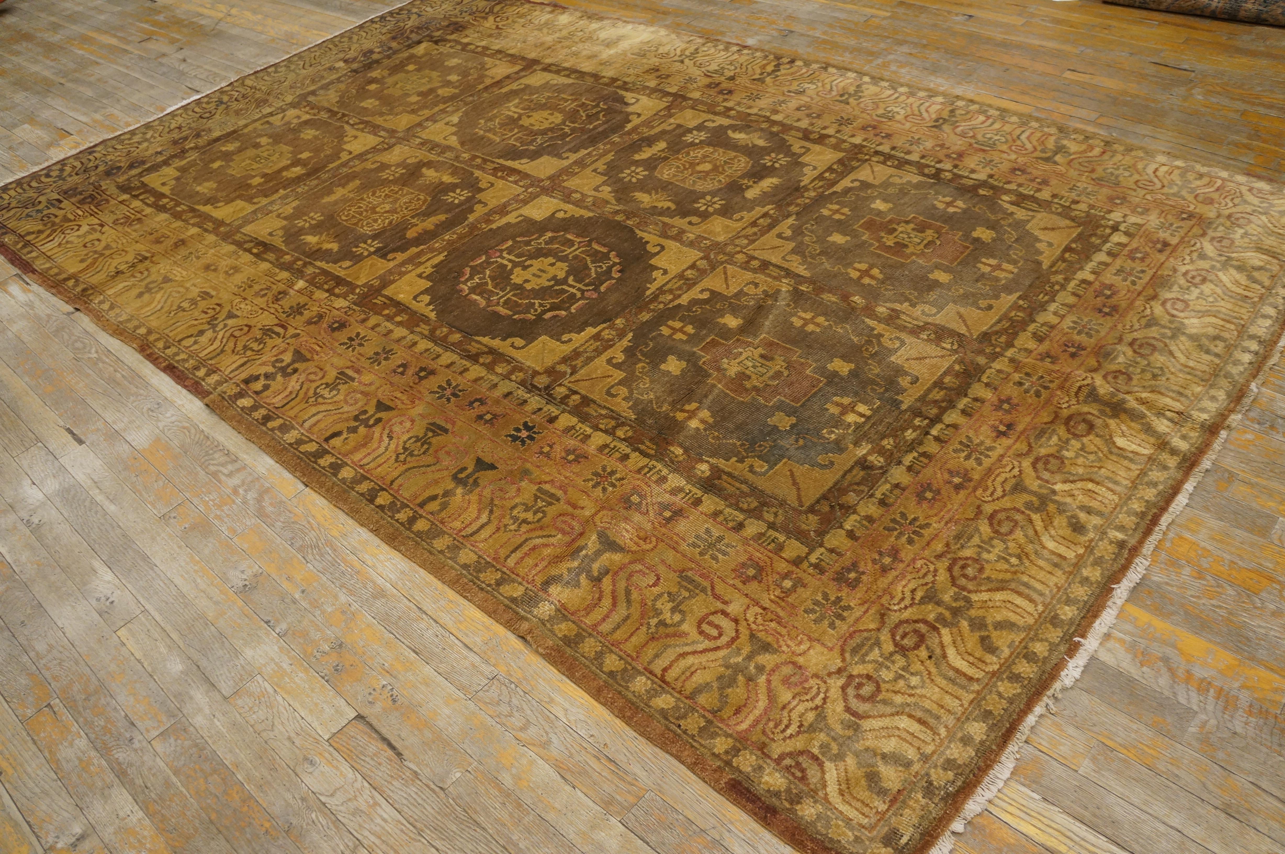 Wool Early 20th Century Central Asian Chinese Khotan Carpet (6'3