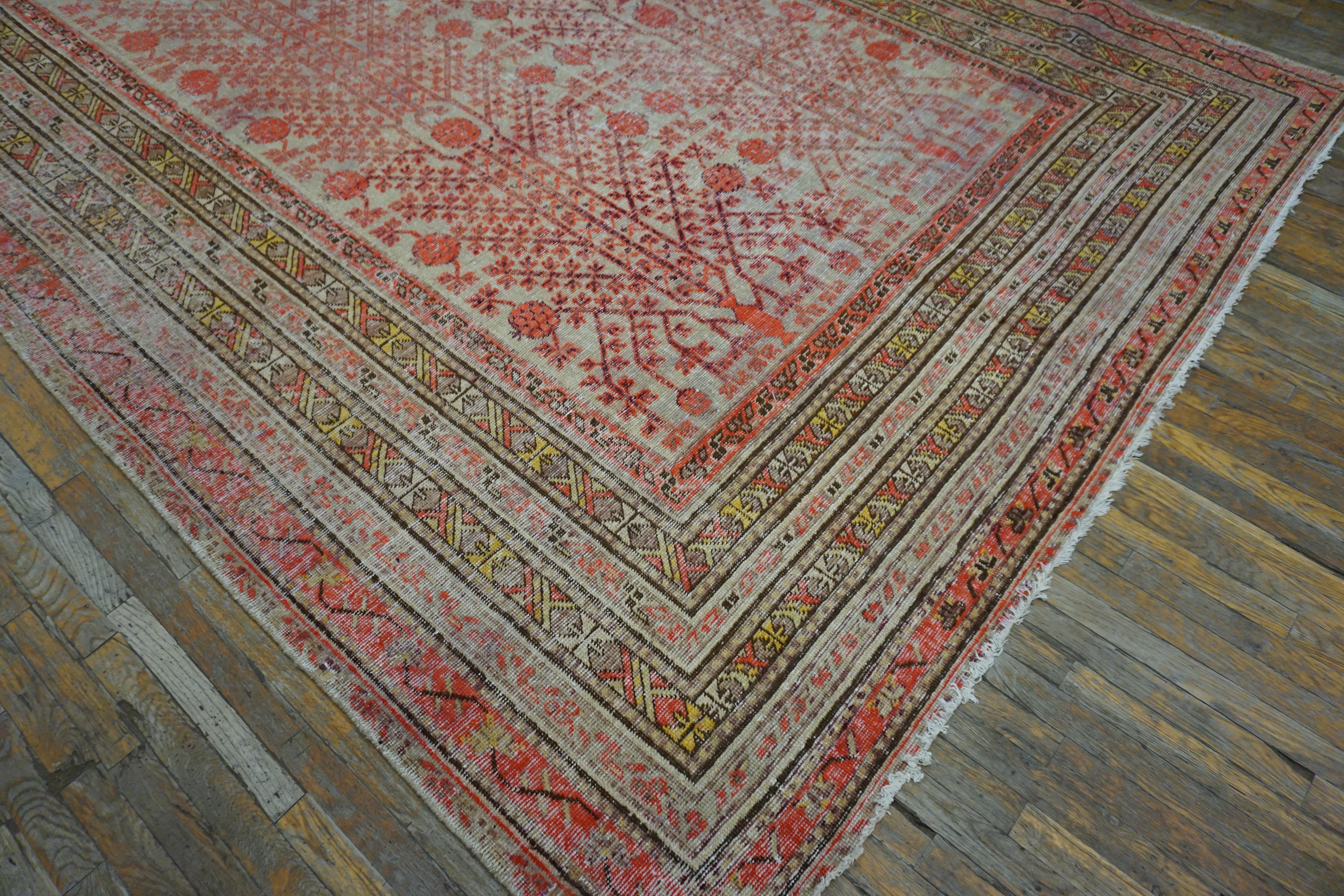 Early 20th Century Central Asian Khotan Carpet ( 8'8