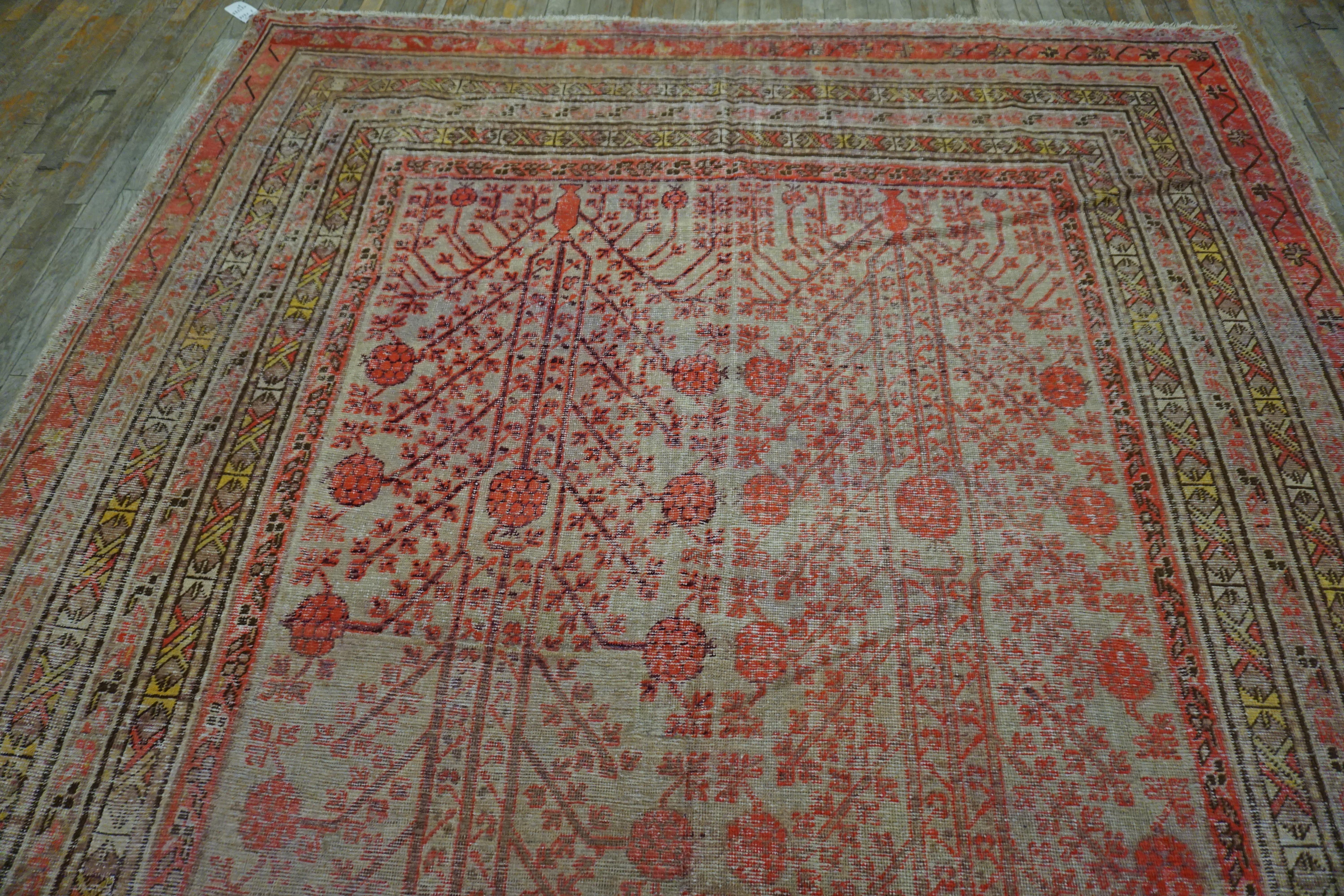 Early 20th Century Central Asian Khotan Carpet ( 8'8