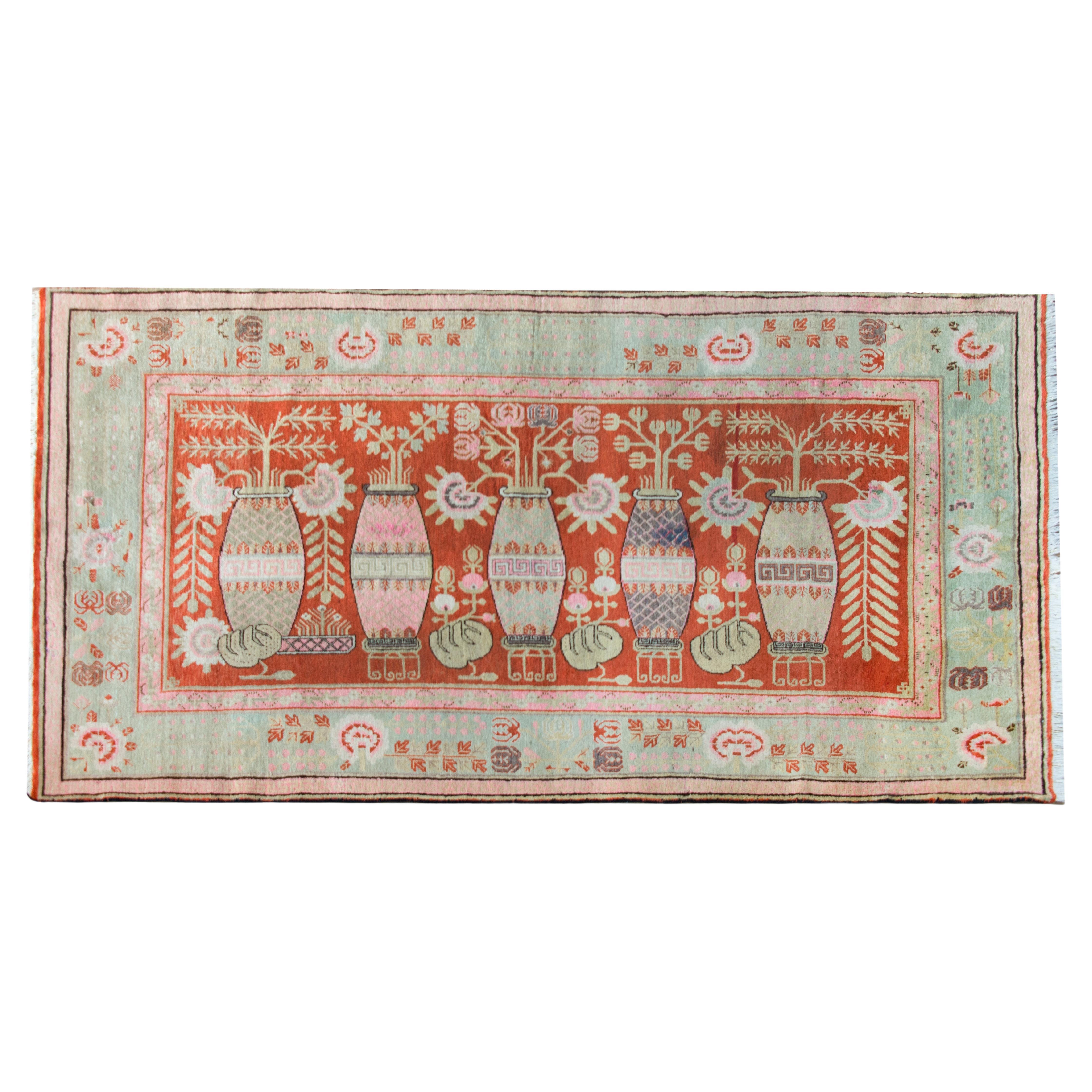 Early 20th Century Central Asian Khotan Rug For Sale